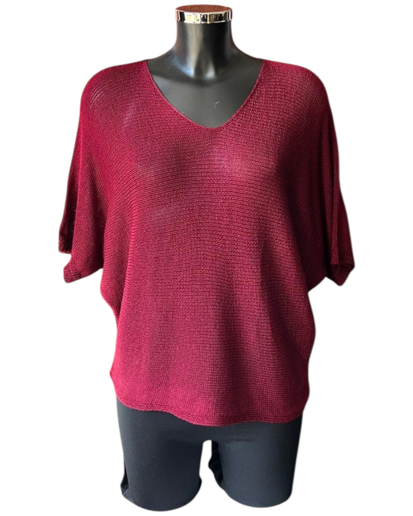 Tallulah fine knit button back jumper - Bordeaux