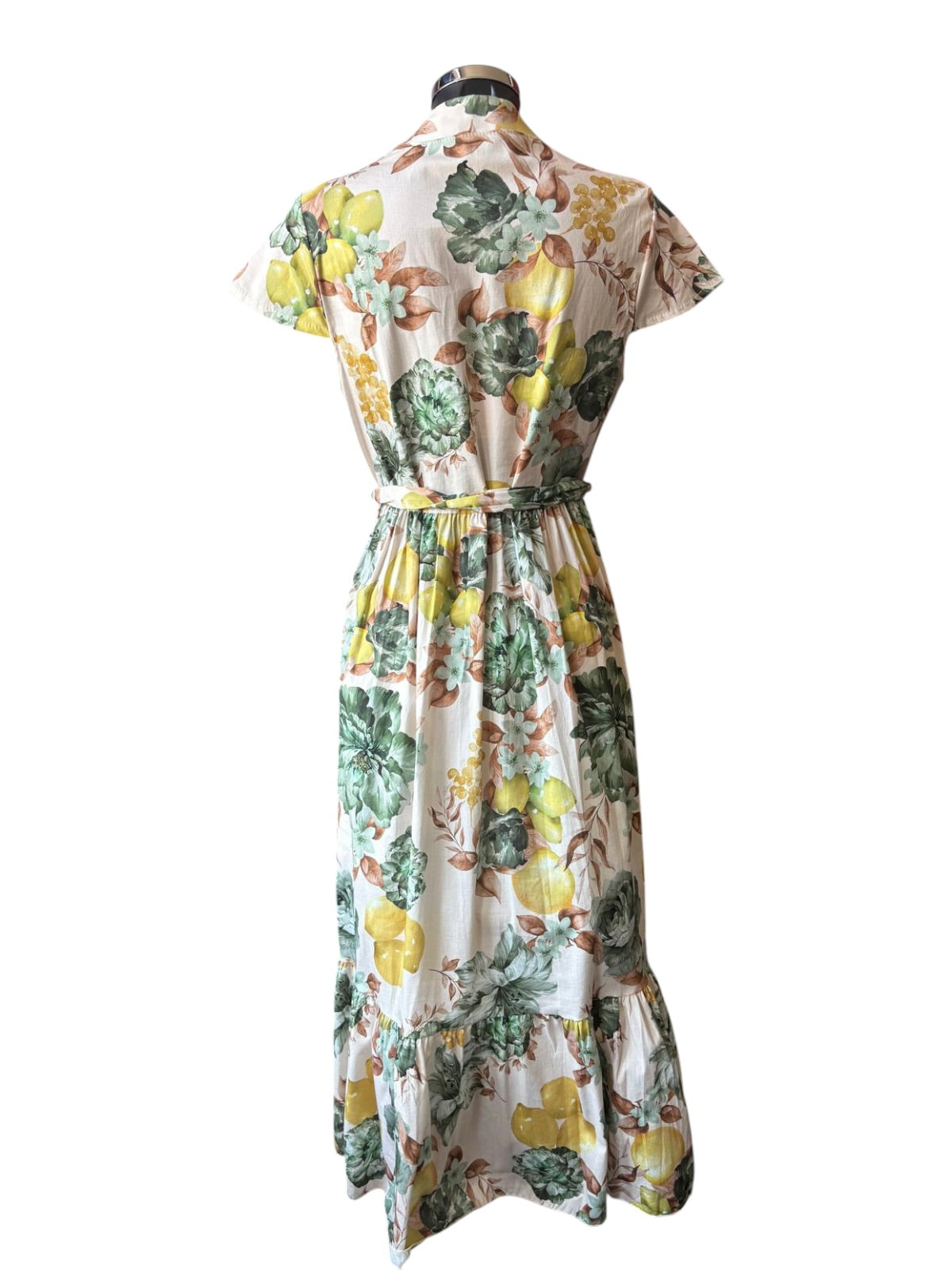 Connie floral belted dress - khaki mix