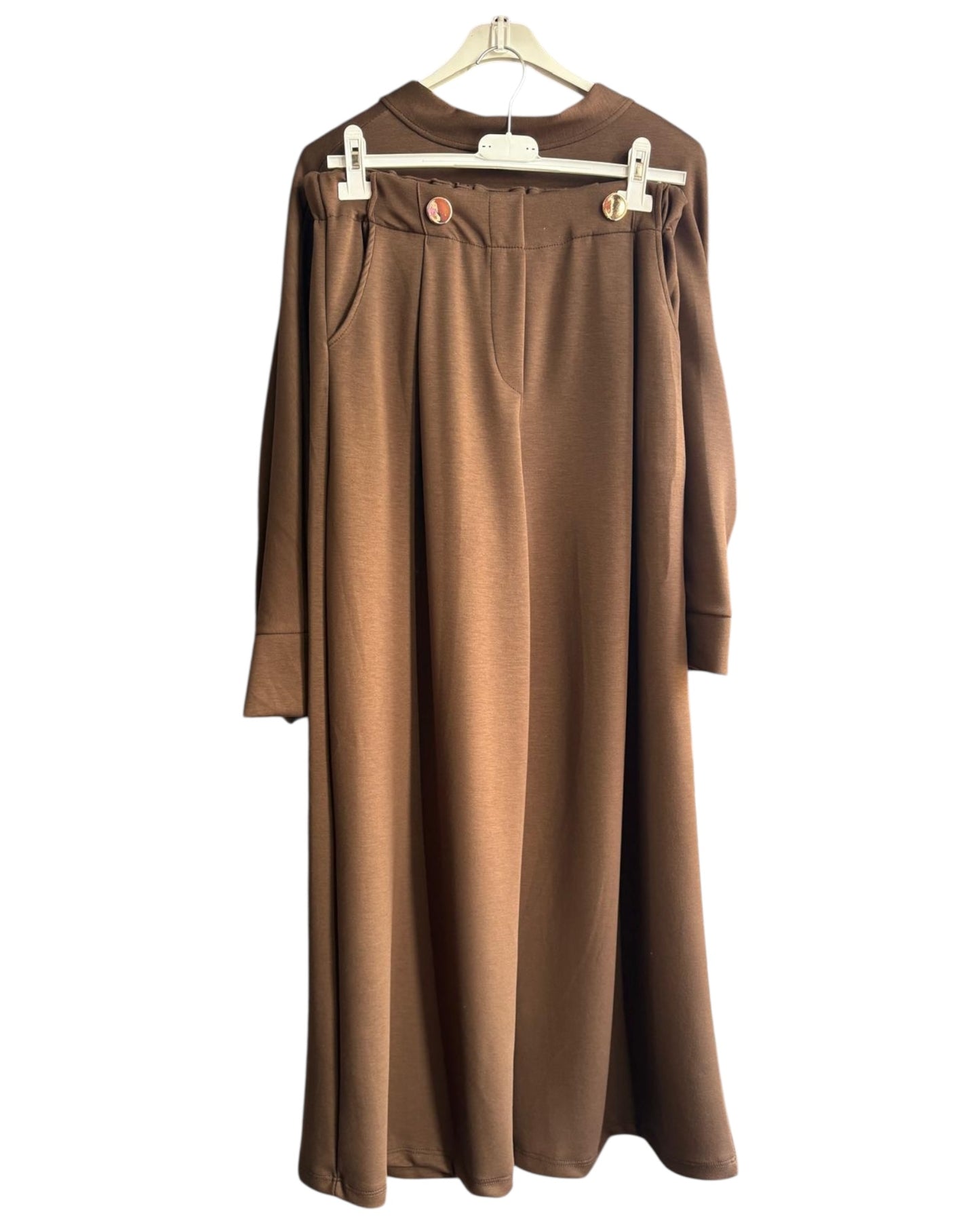 Lola cardigan co-ord trouser suit - Chocolate