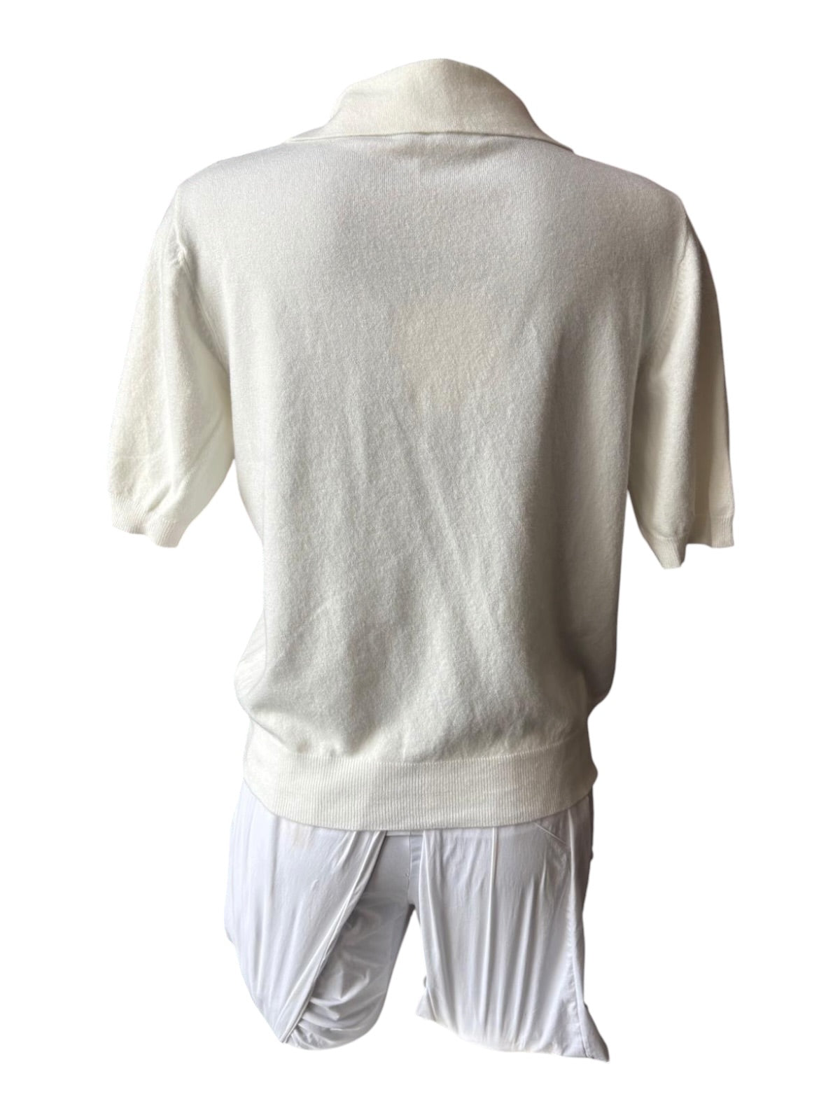 Carla fine knit short sleeve collared jumper - Ivory