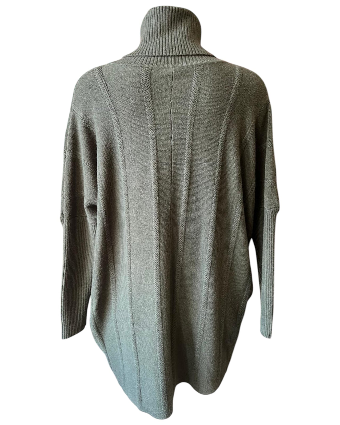 Kate chevron knit cowl neck jumper - Khaki