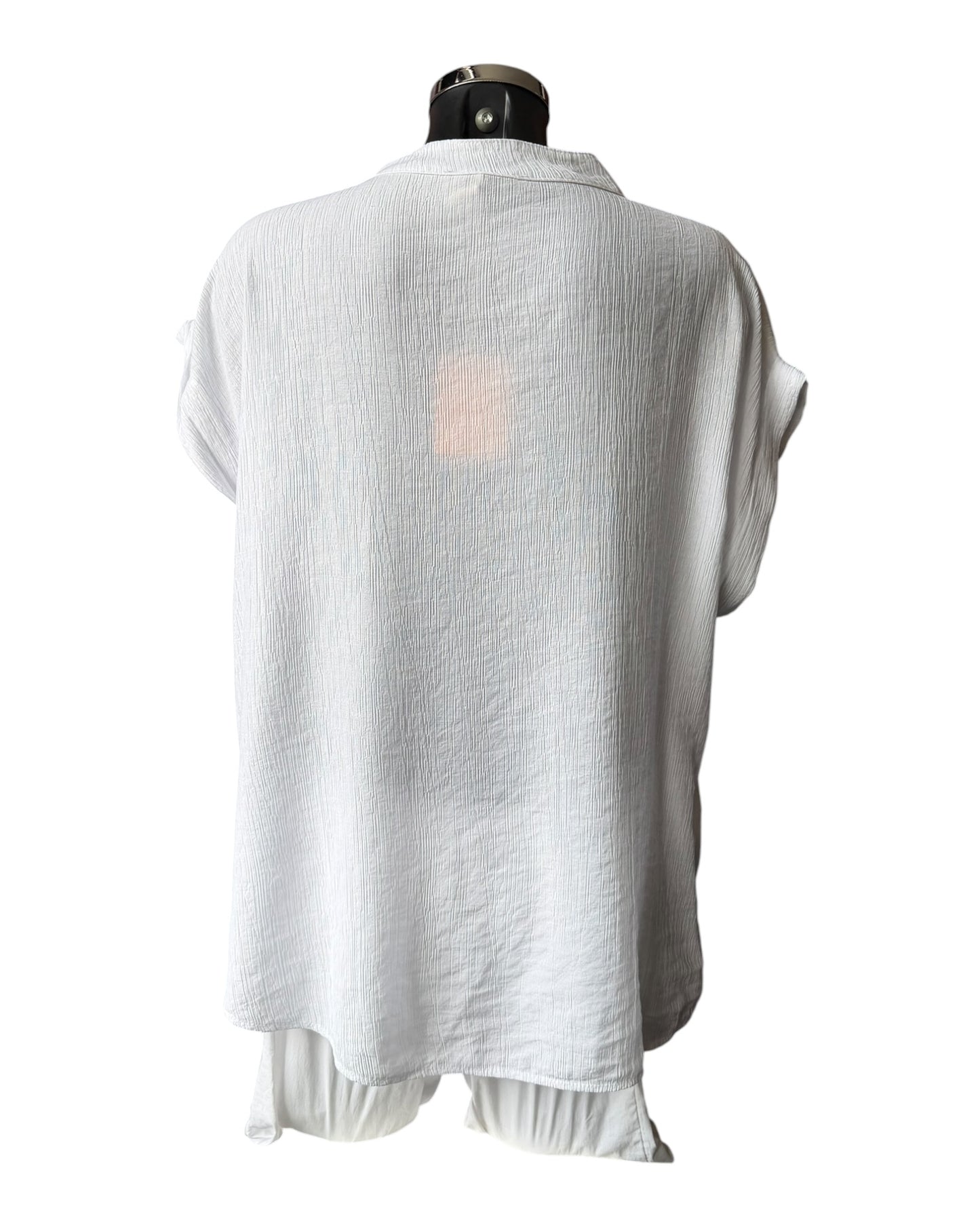 Milly range grandad neck shirt - White