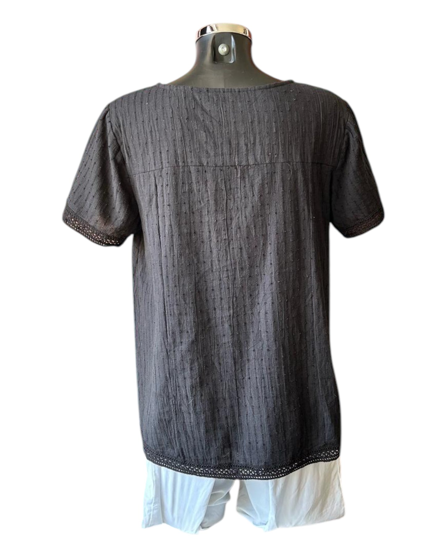 Orientique broderie cotton top - Black
