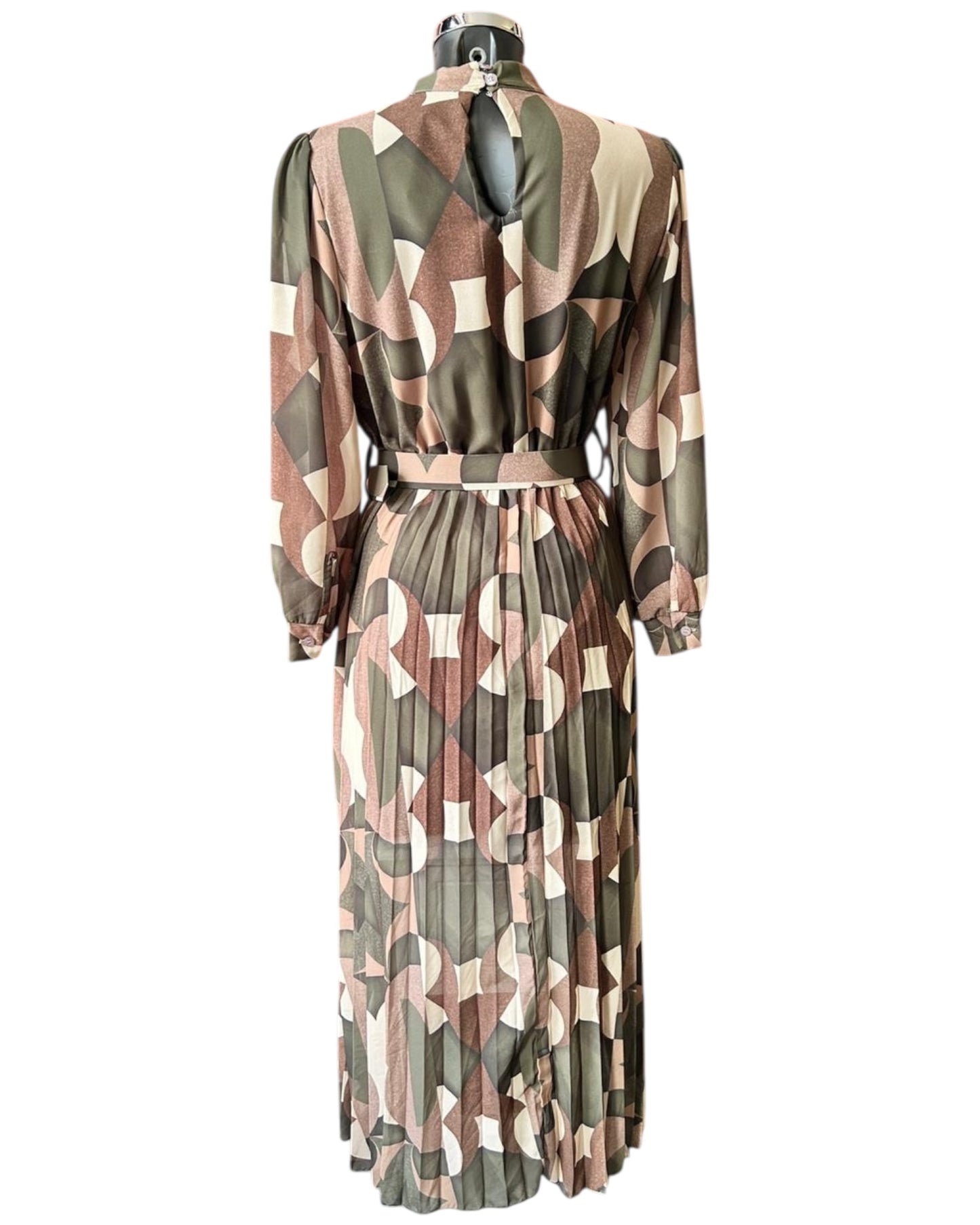 Bridgette geometric print dress - Khaki mix