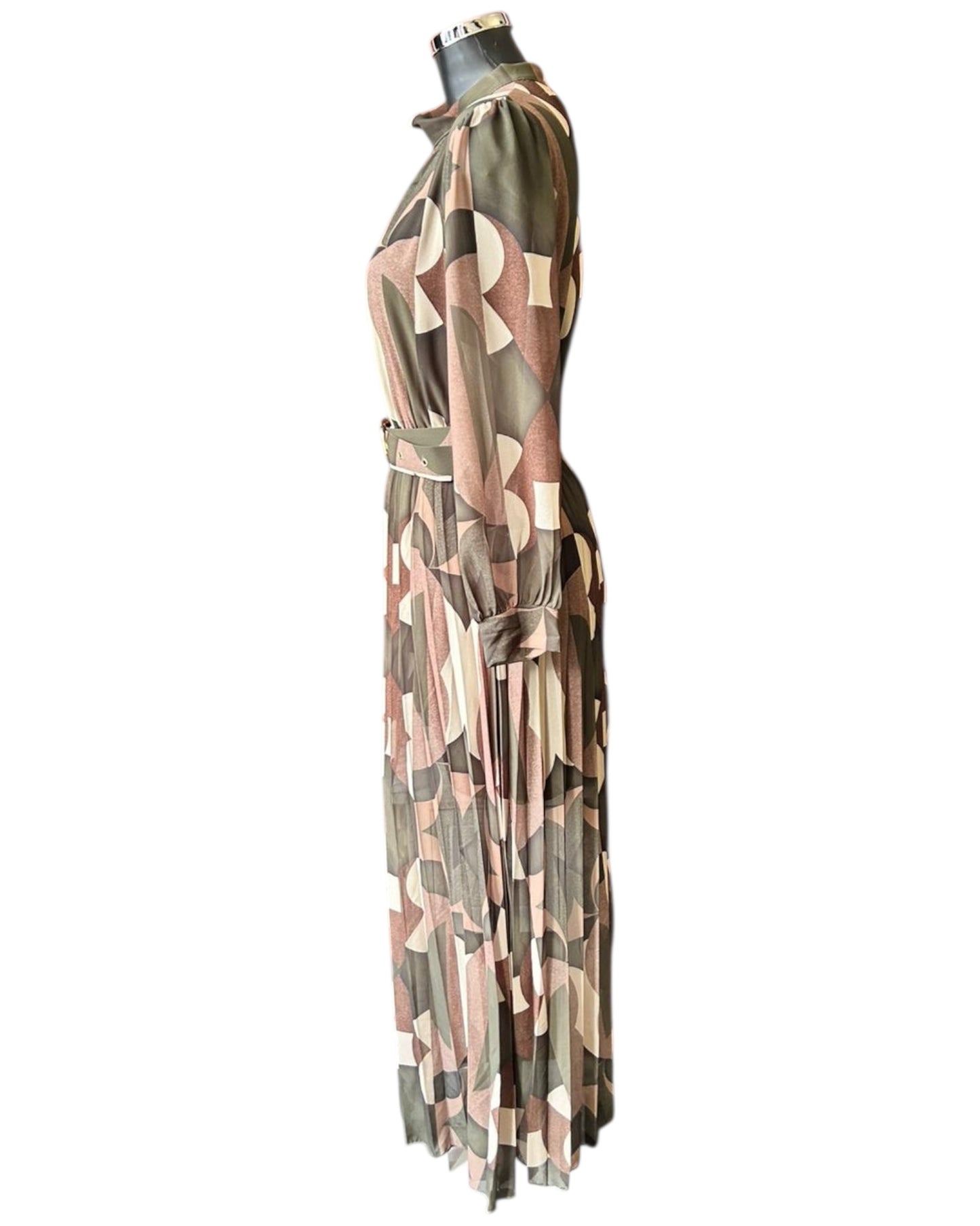 Bridgette geometric print dress - Khaki mix