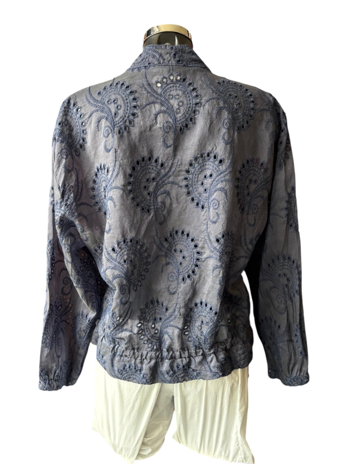 Rita navy cutwork embroidered lightweight jacket