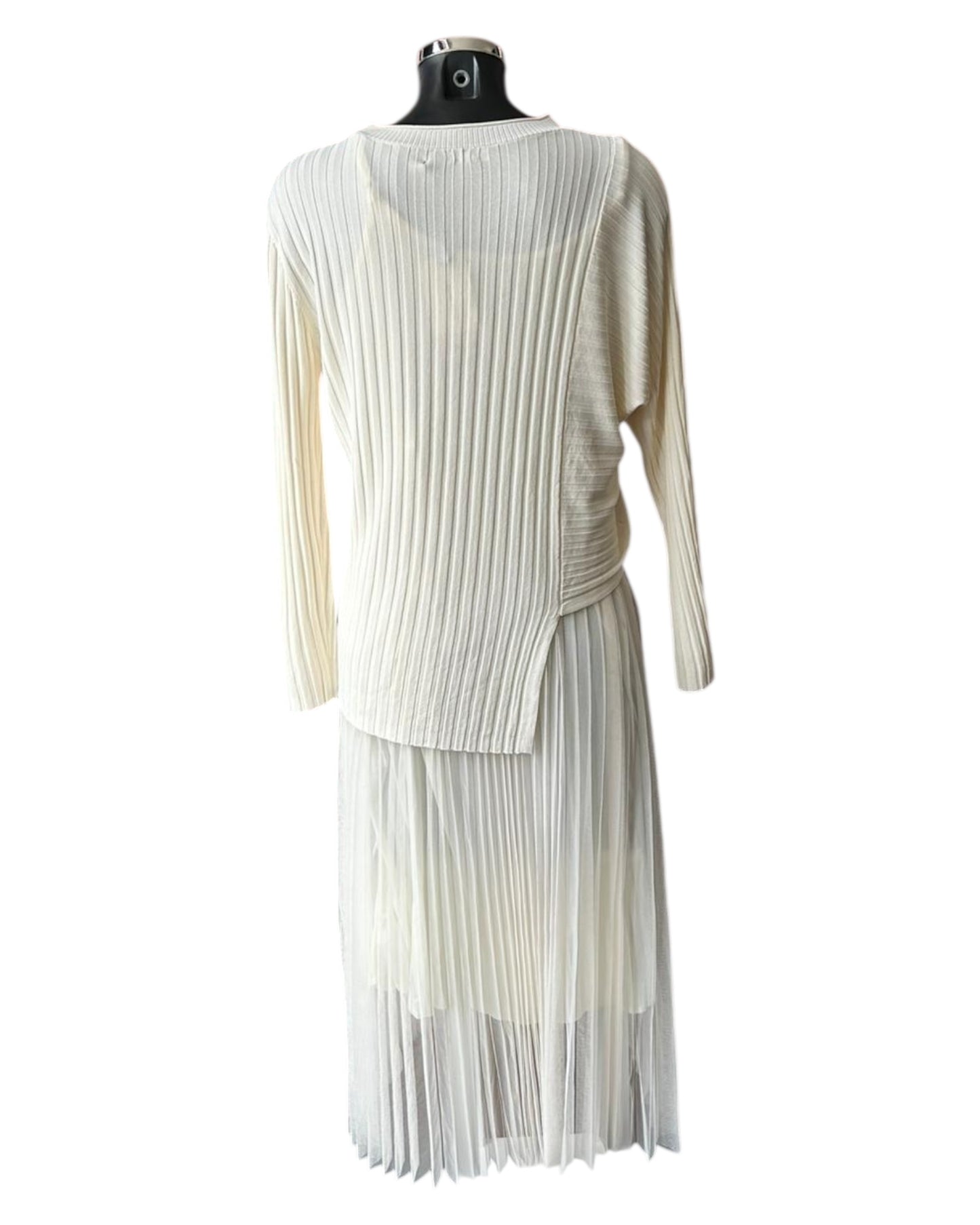 Amy fine knit 2 piece dress set - Cream