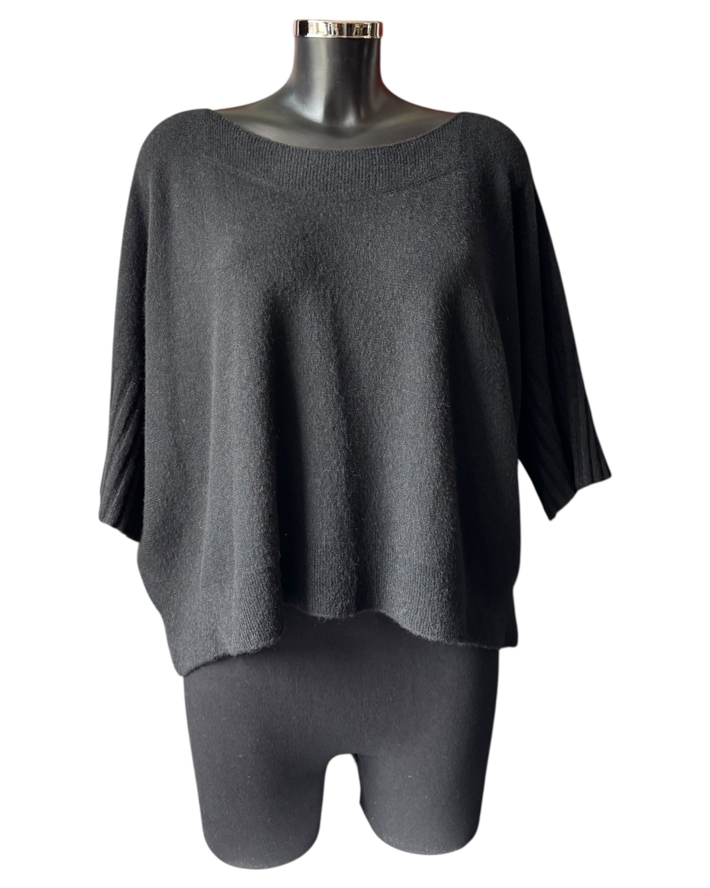 Morgan half sleeve boxy jumper - Black