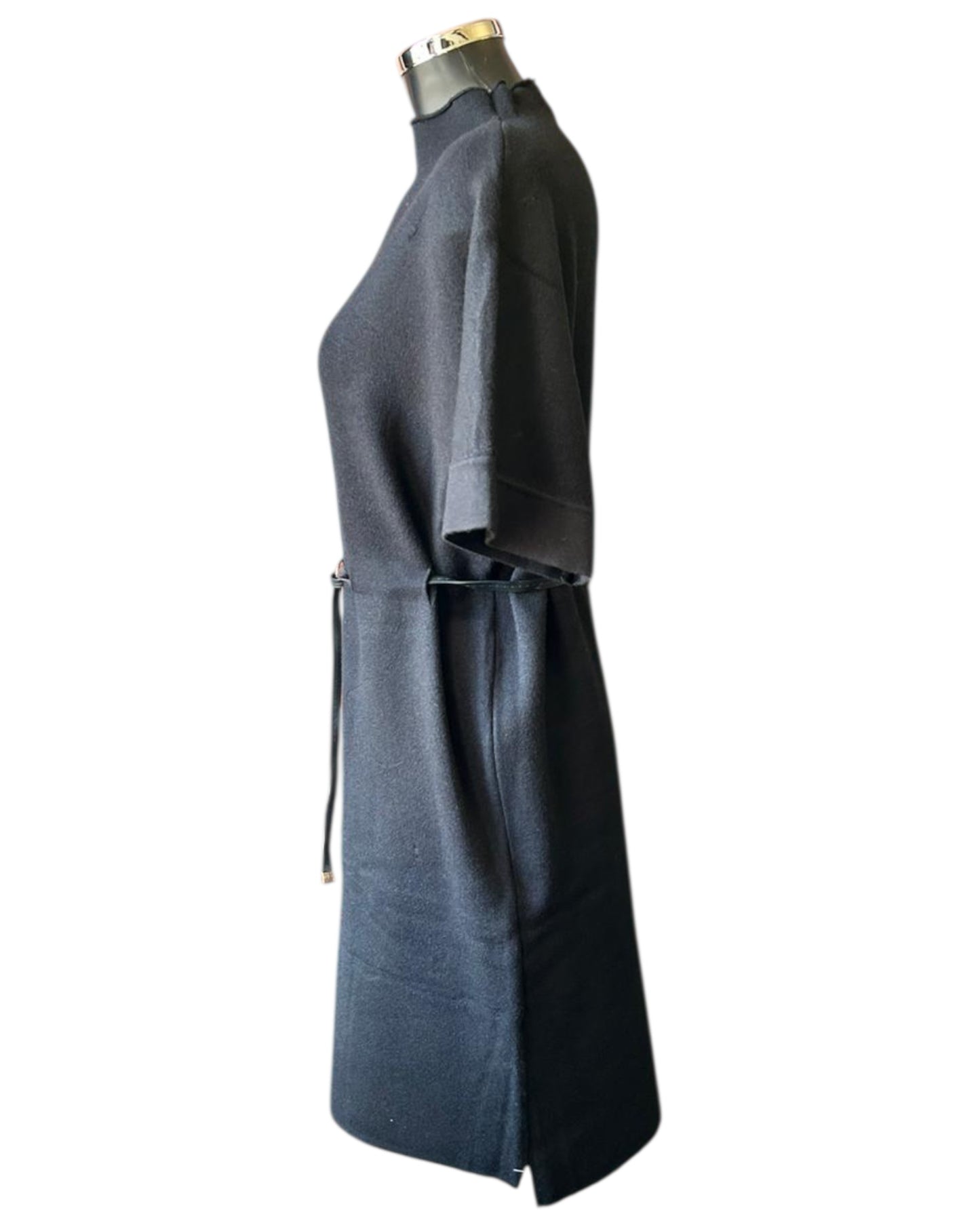 Thea knitted short belted dress - Black