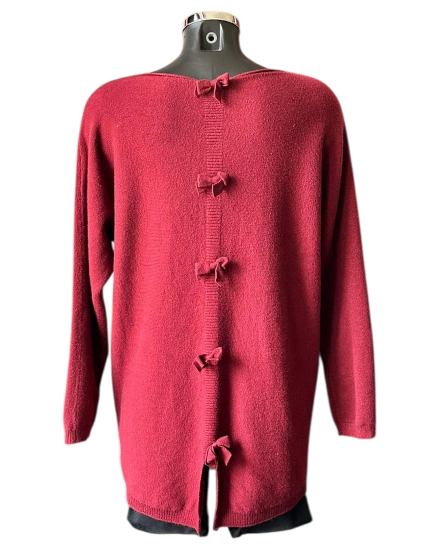 Belinda bow back pocket jumper - Bordeaux