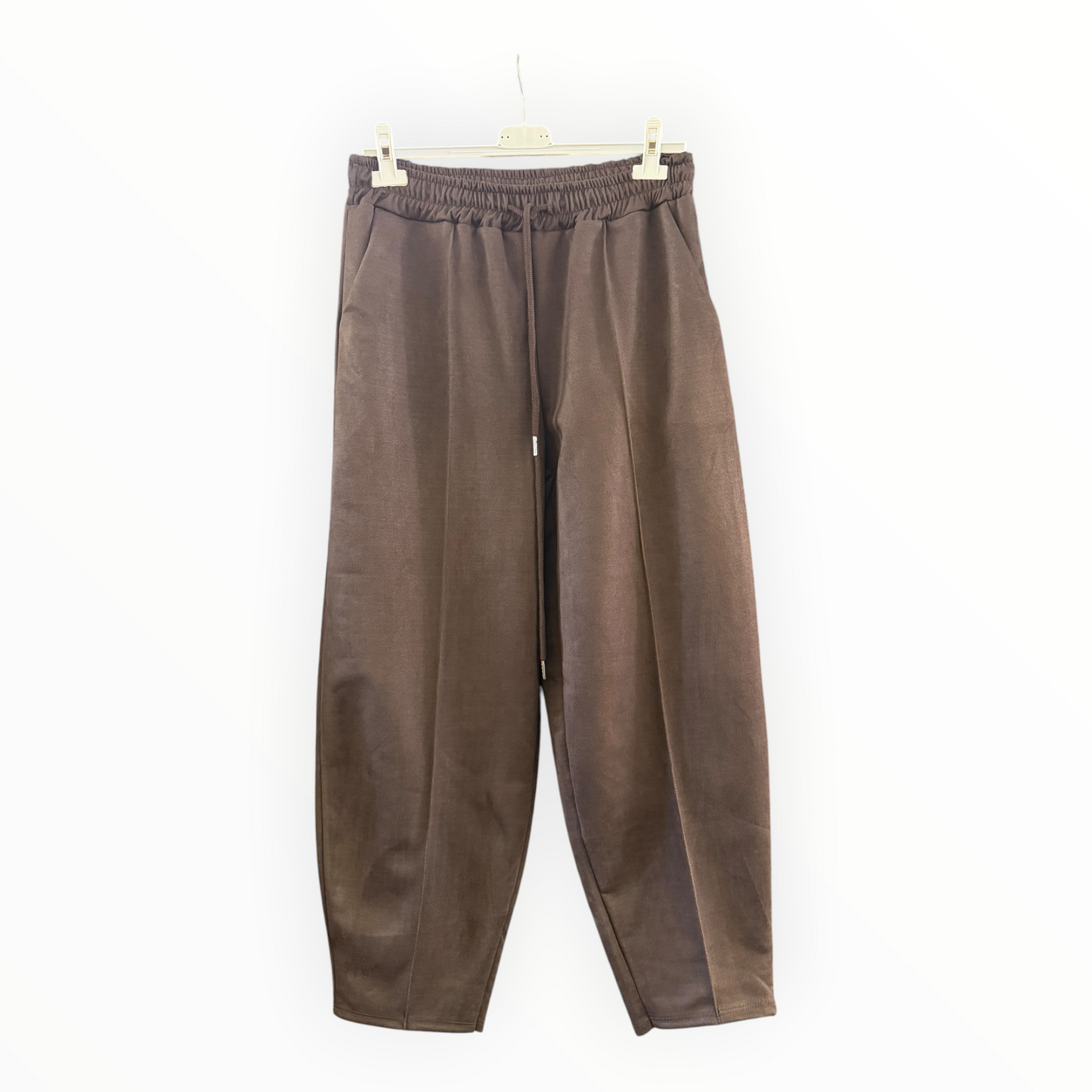 Fifi barrel leg faux suede trousers - Chocolate