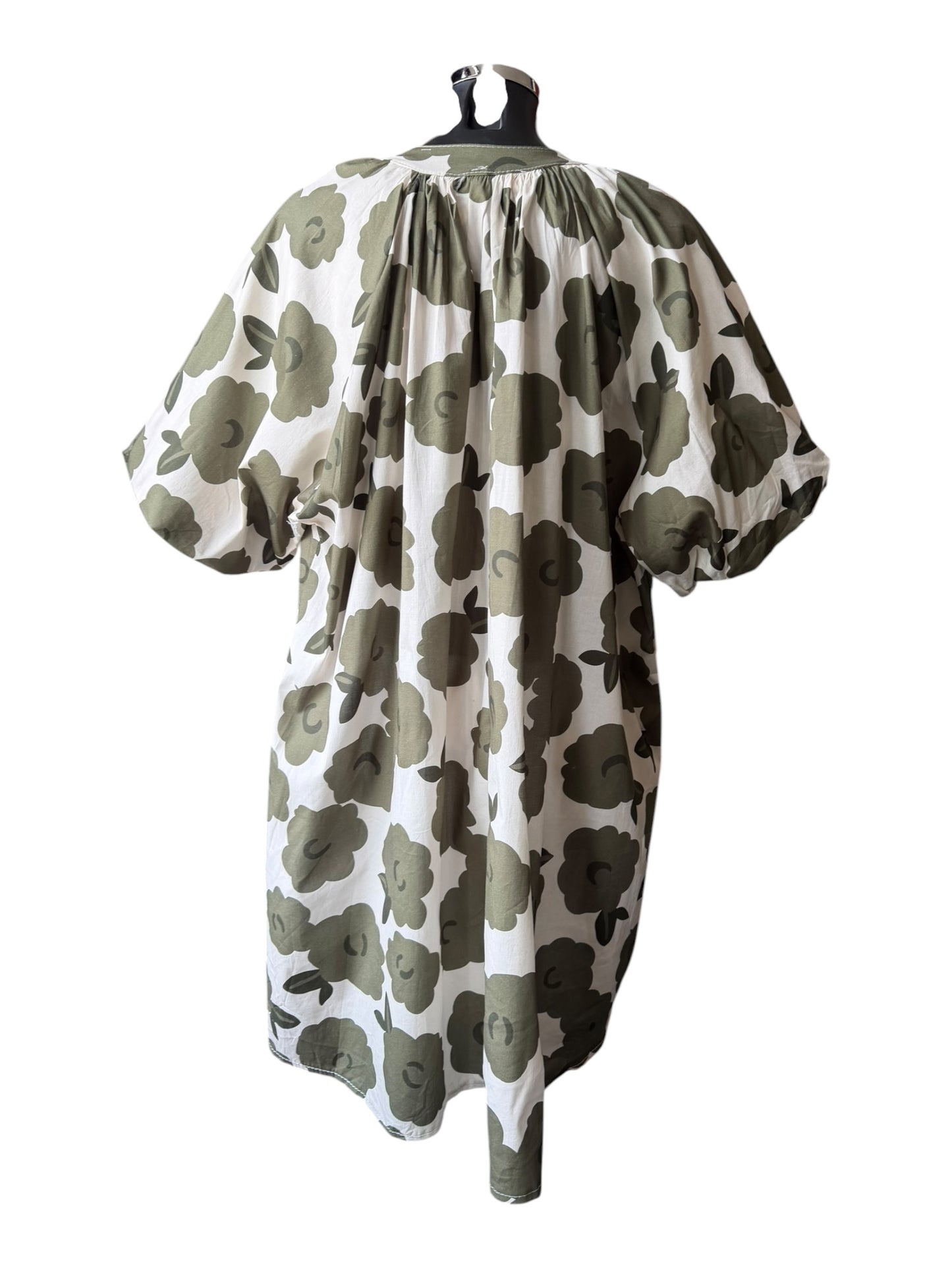 Paula flower print dress - Khaki