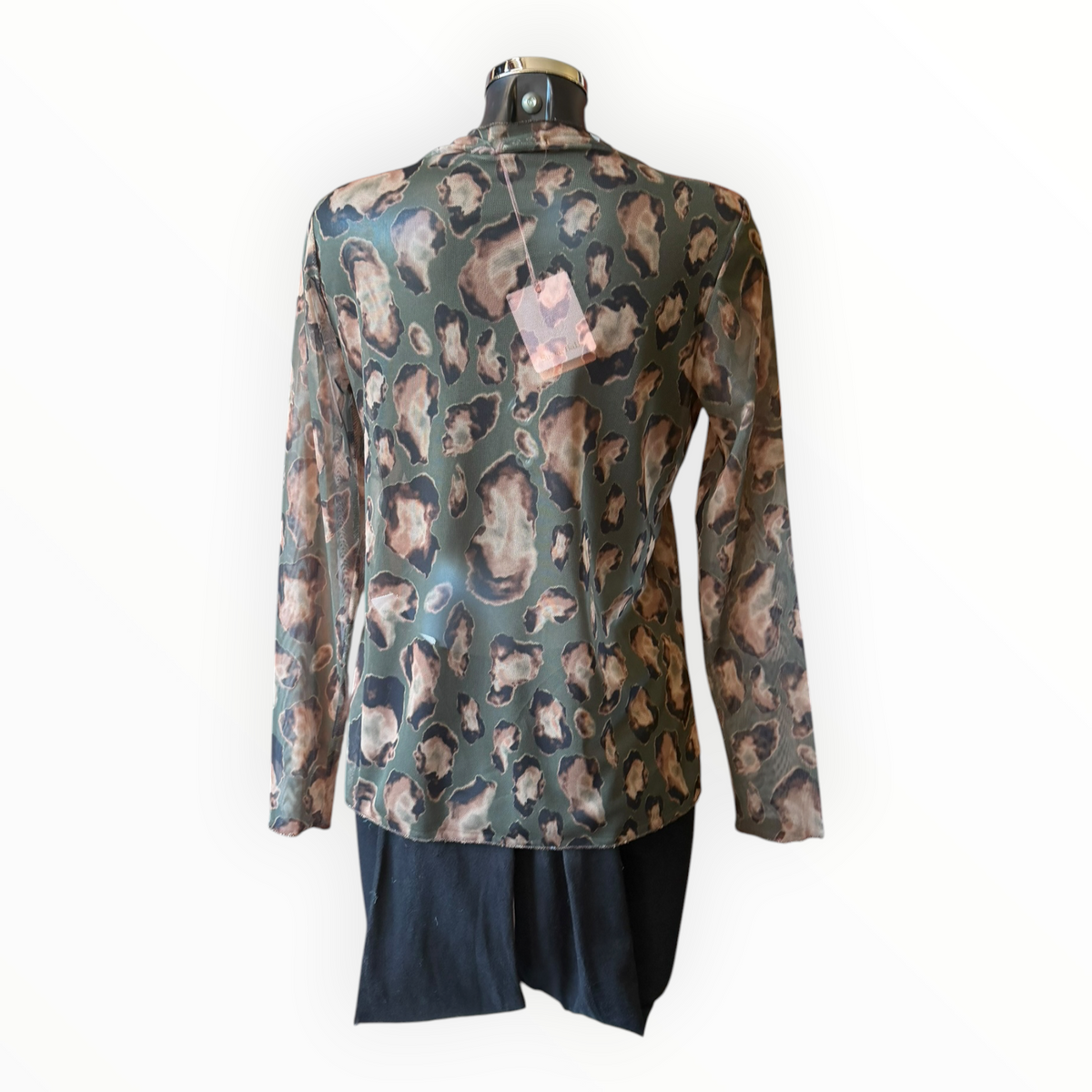 Mandy mesh top - animal khaki