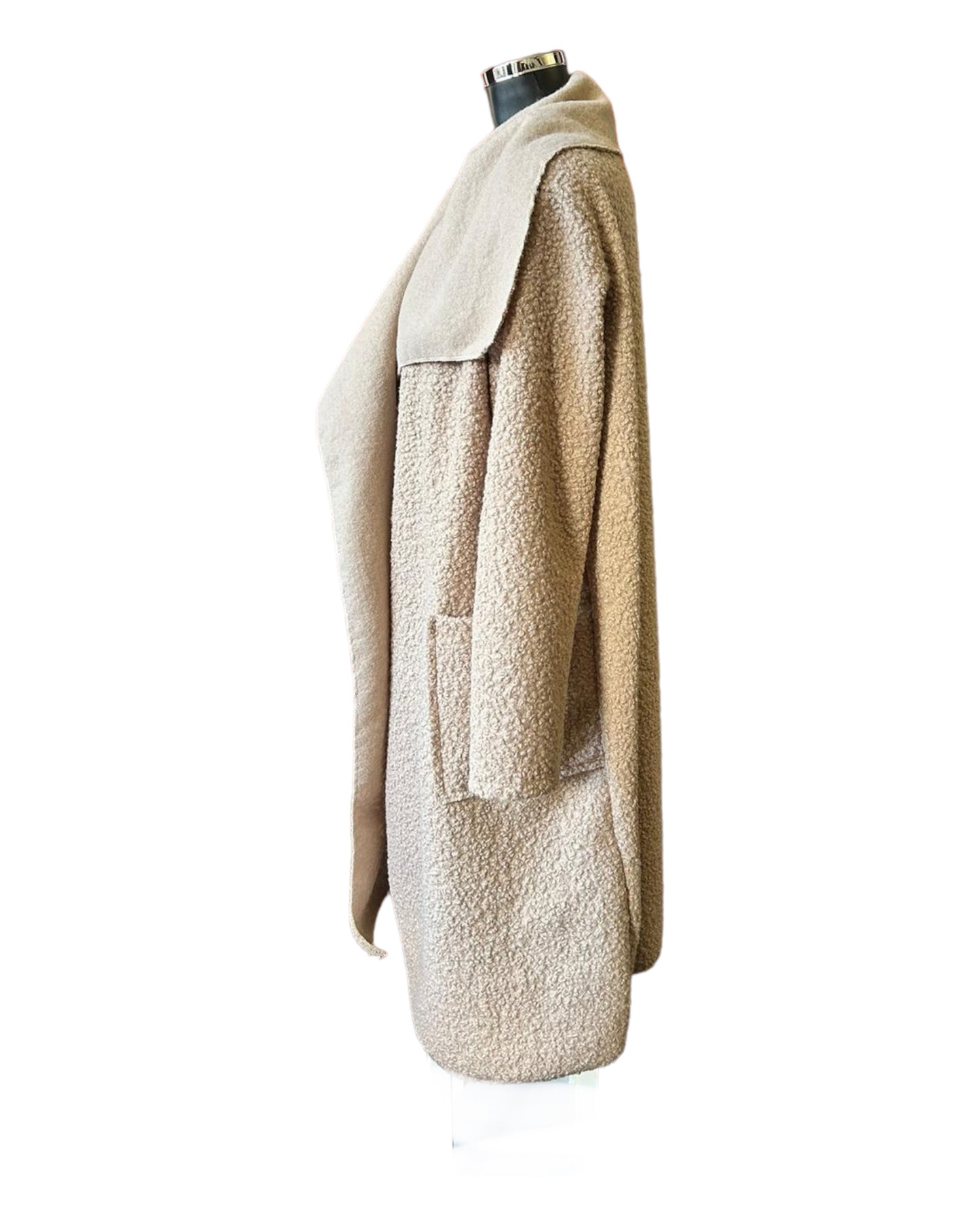 Delilah boucle waterfall coatigan - Biscuit