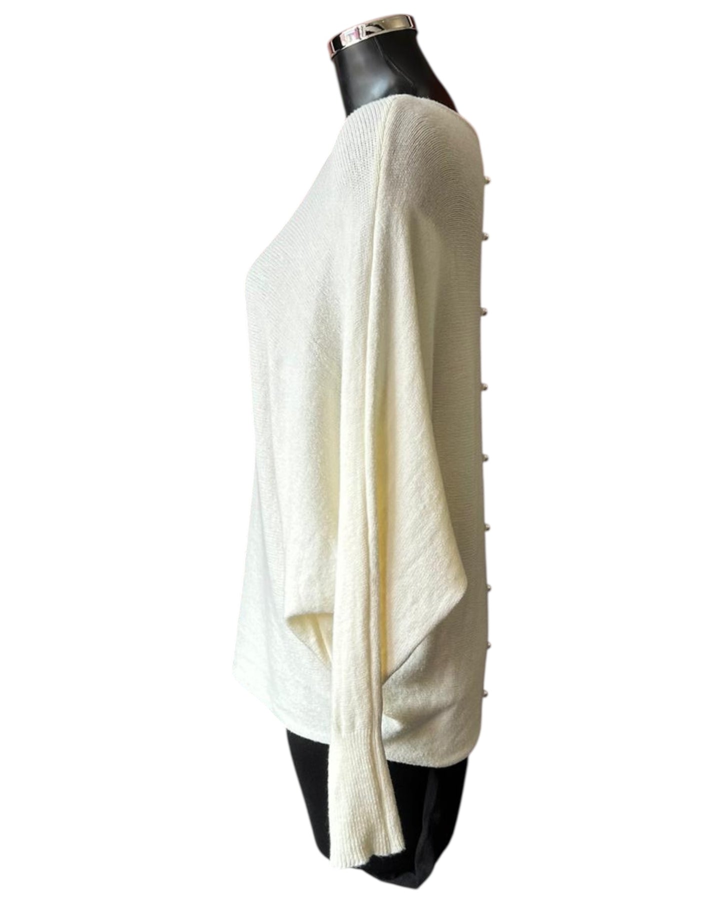 Cassie pearl back batwing jumper - Cream