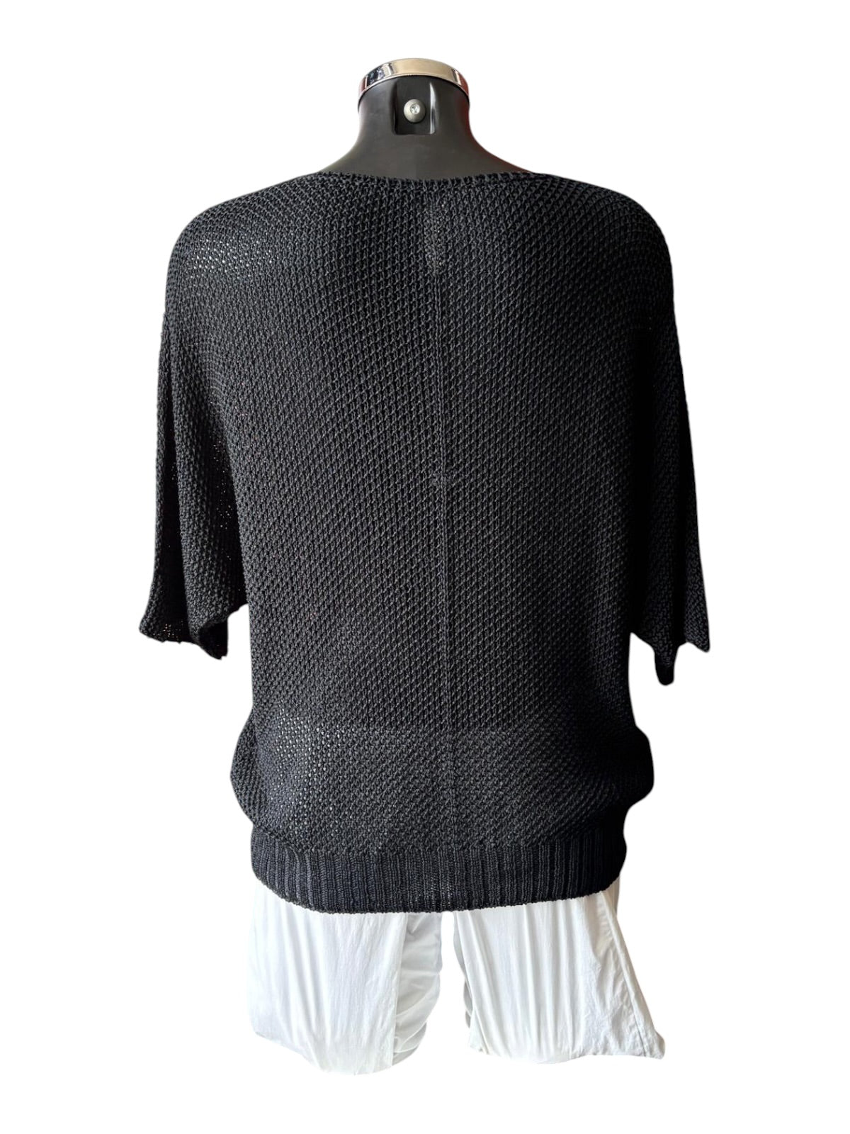 Evelyn open knit v neck jumper - Black