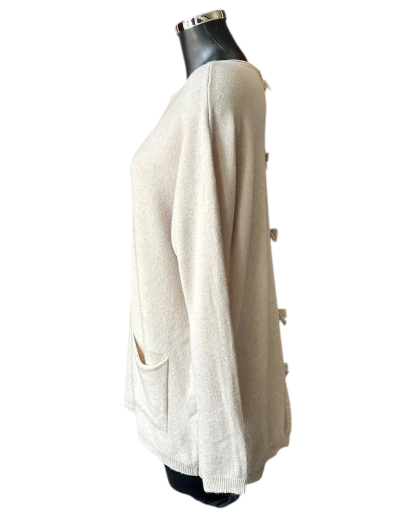 Belinda bow back pocket jumper - Oatmeal