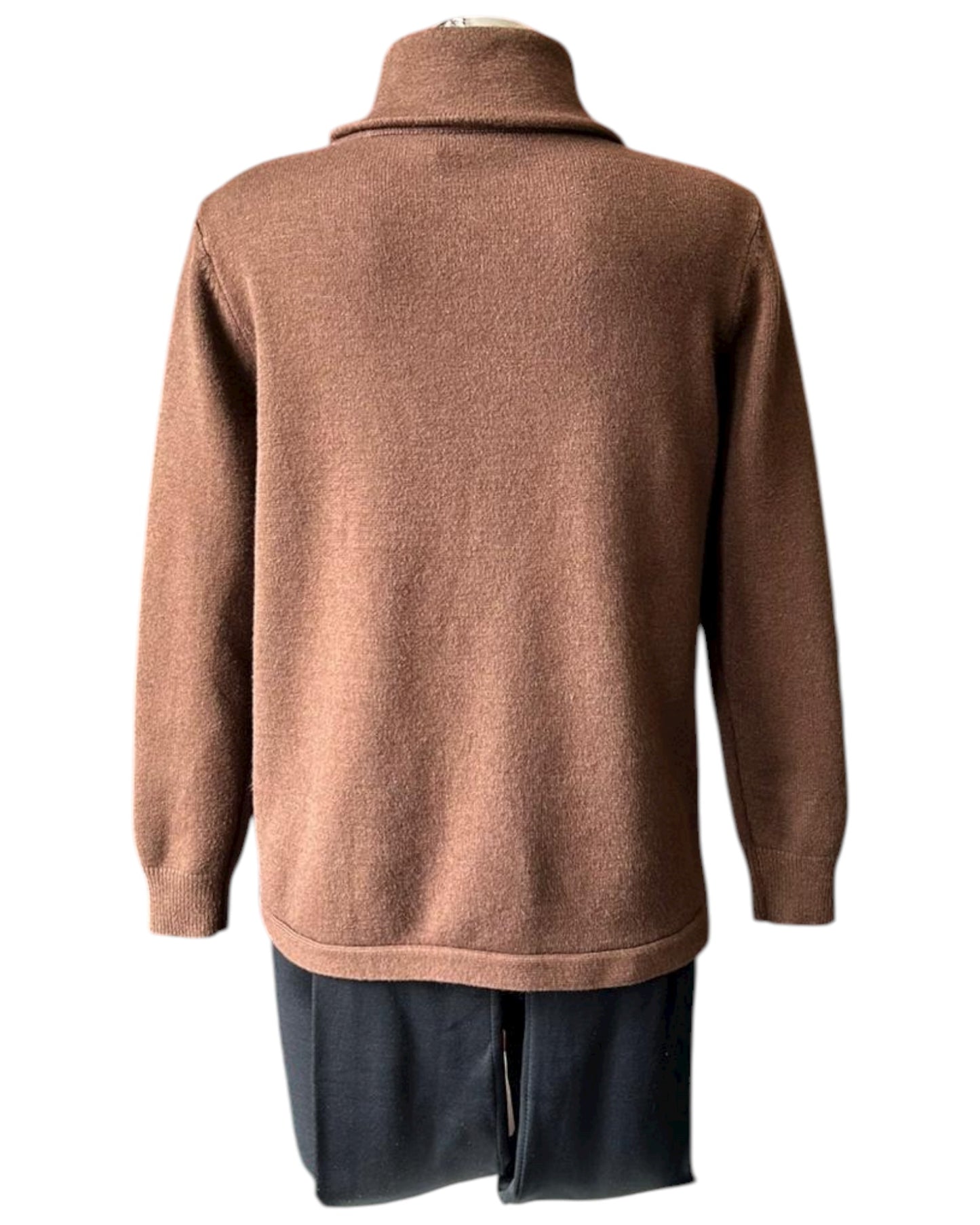 Lou wrap front button cowl neck jumper - Chocolate