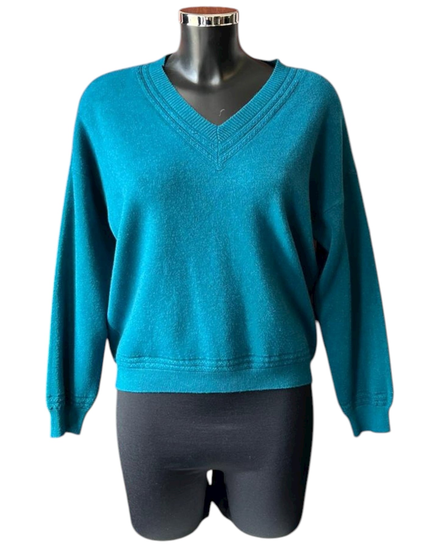 Toyah v neck stitched detail jumper - Teal