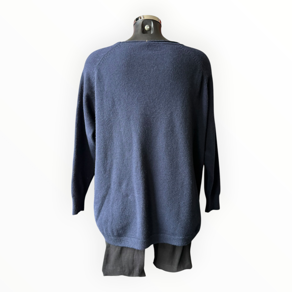 Callie button side soft knitted jumper - Navy