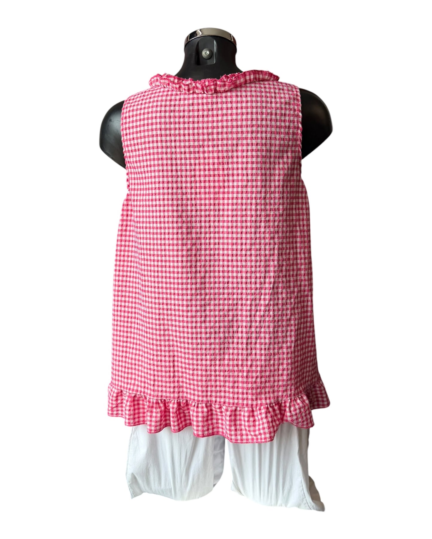 Gia gingham check sleeveless top - Raspberry