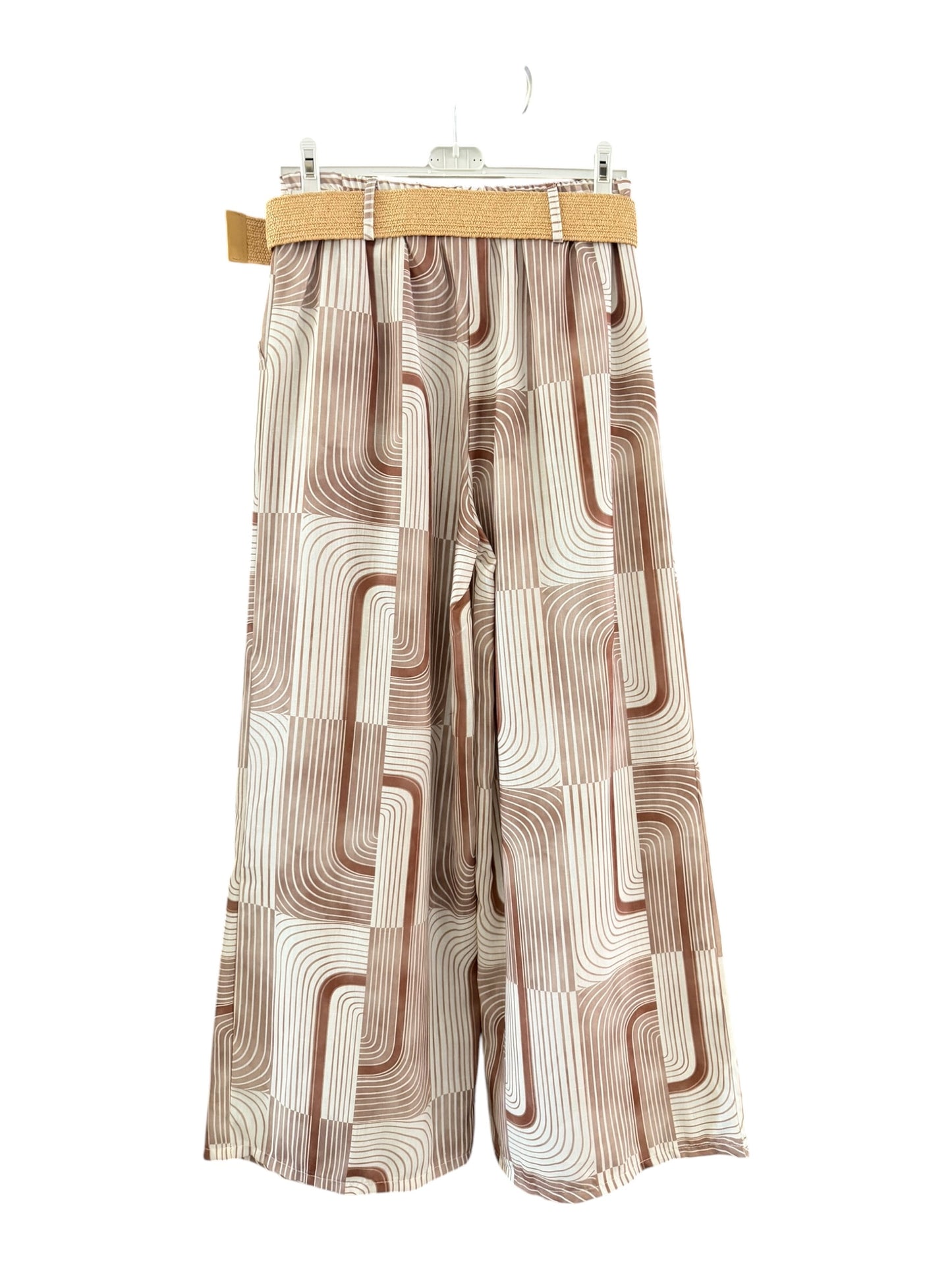 Martha retro print wide leg trousers - neutral mix
