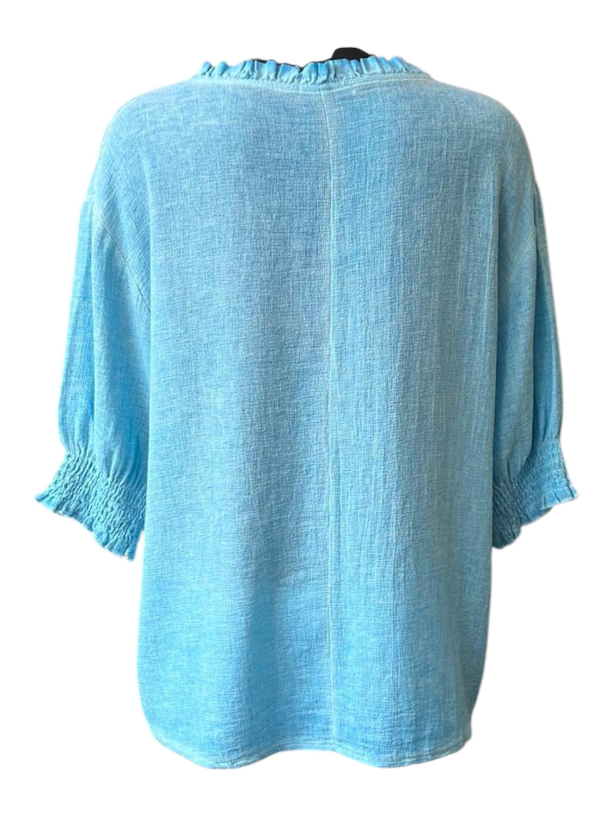 Casey range frill v neck top - Aqua