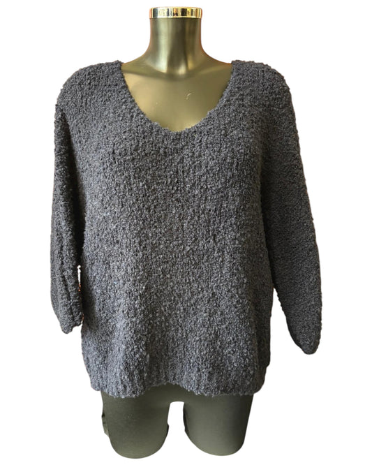 Harper slouchy boucle knit short jumper - Navy