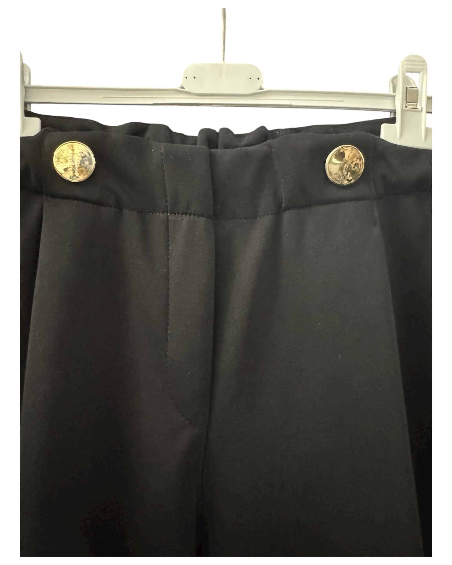 Lola gold button wide leg trousers - Black