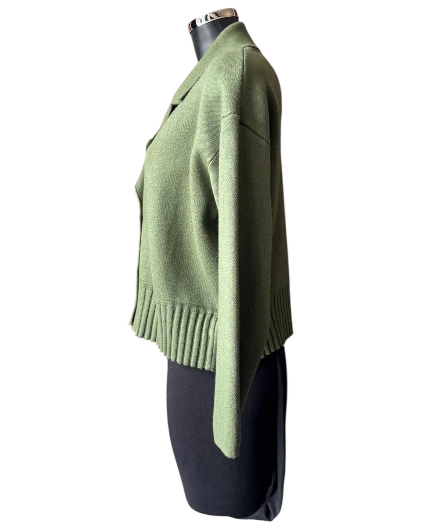 Leah premium knit double breasted cardigan - Khaki