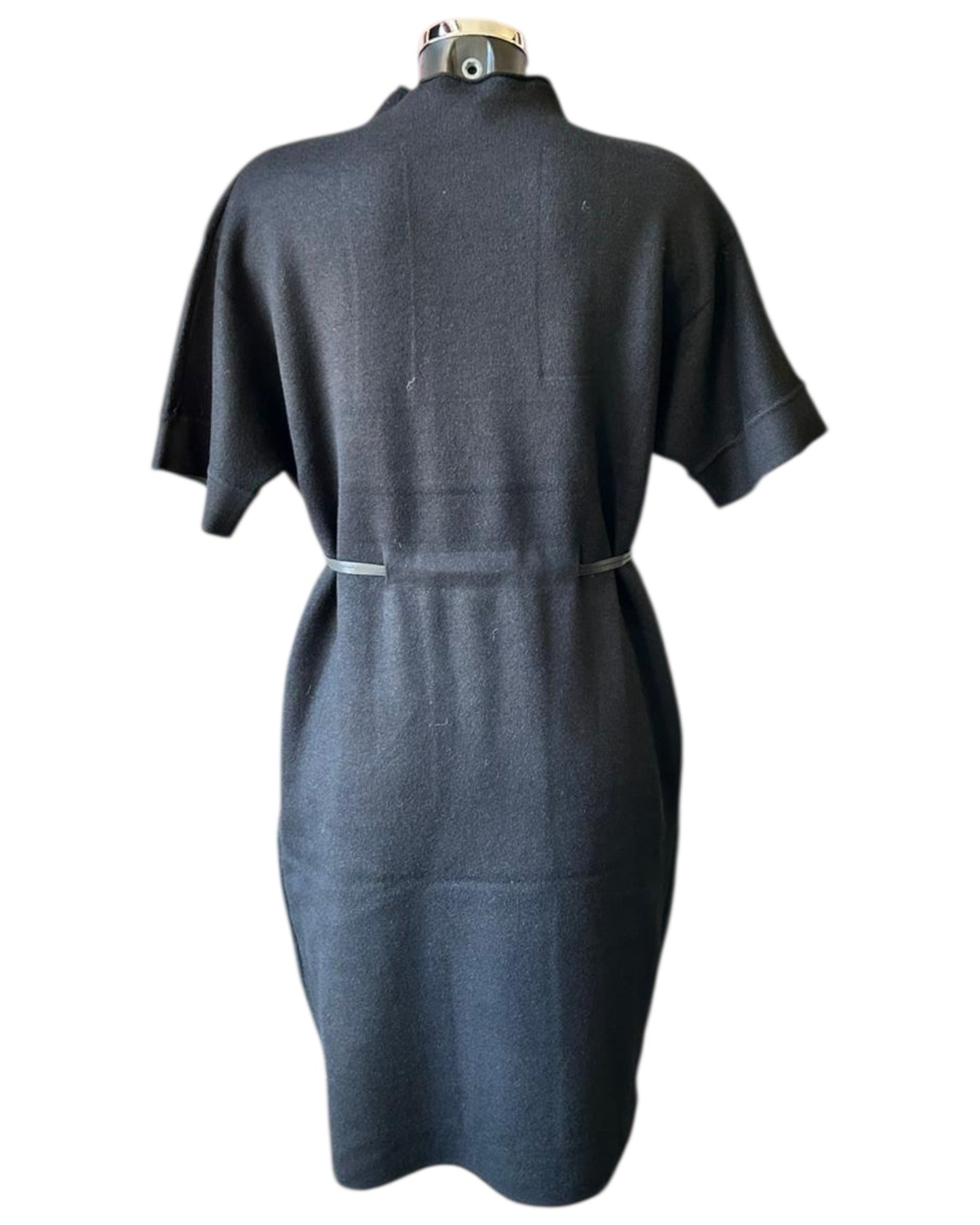 Thea knitted short belted dress - Black