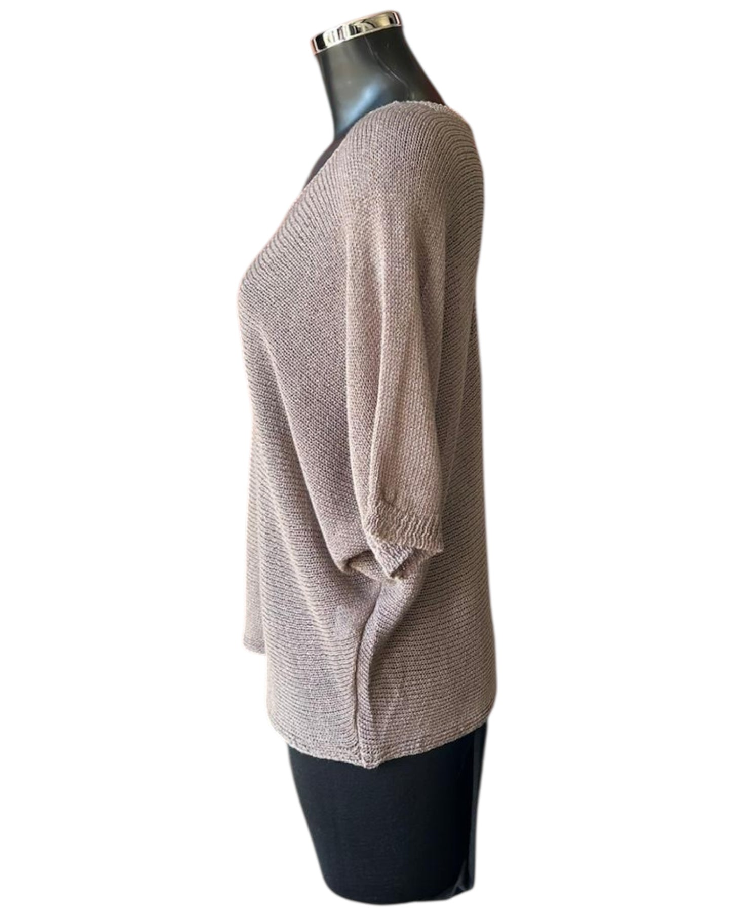 Tallulah fine knit button back jumper - Taupe