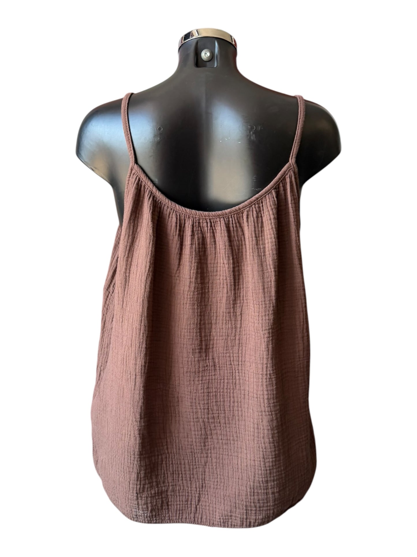 Beatrice strappy cheesecloth cotton top - chocolate