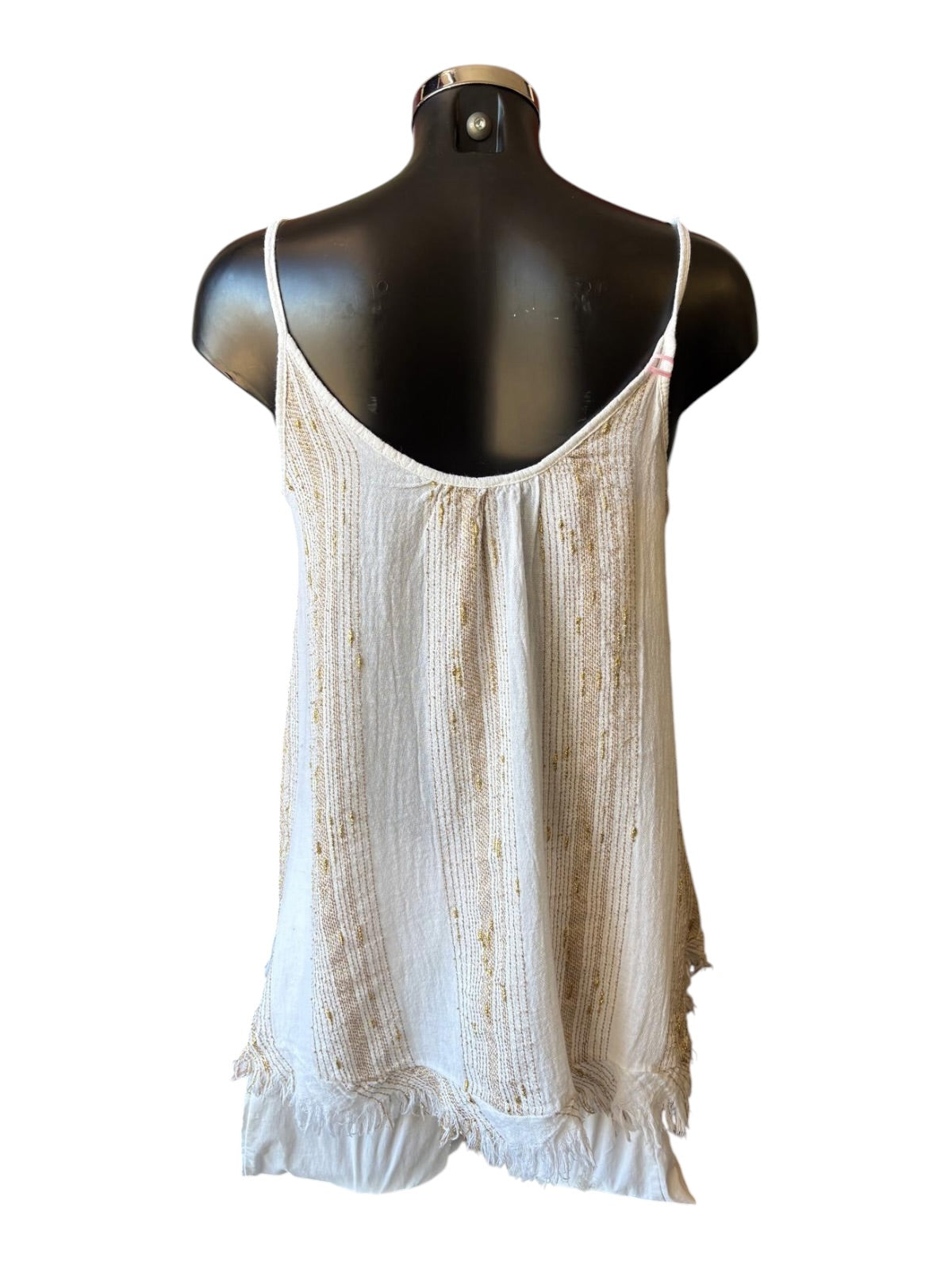 Caprice range linen and cotton gold thread strappy vest top