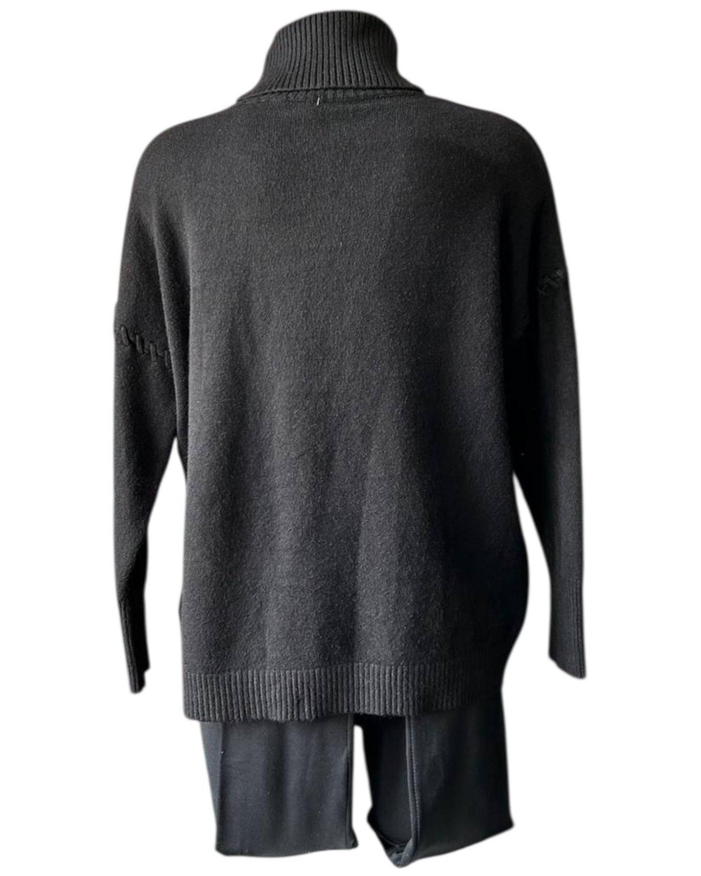 Violet blanket stitch roll neck jumper - Black