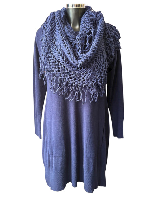 Penny fine knit tunic jumper & snood - Navy