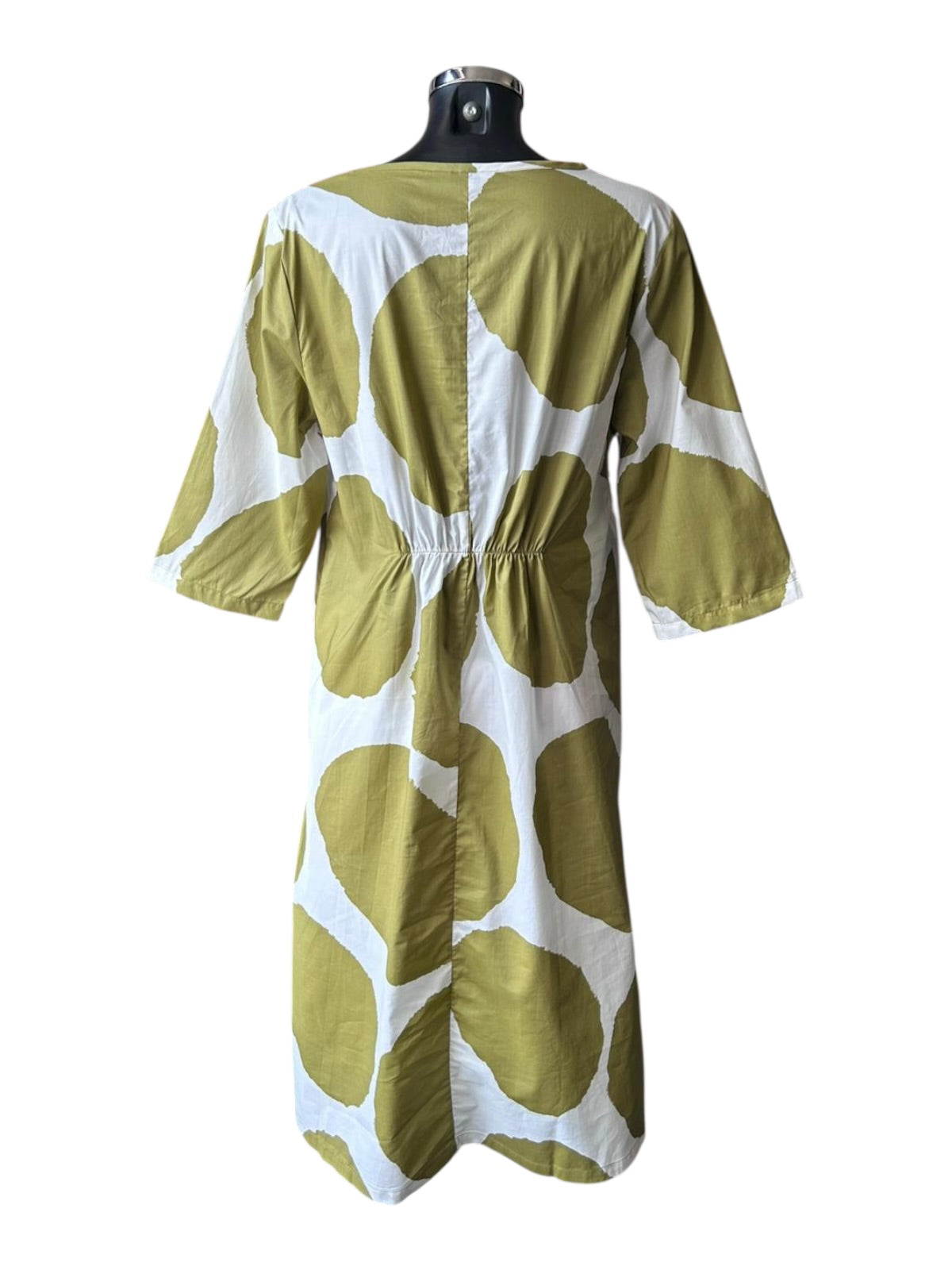 Tirelli curve seam poplin dress - Chartreuse/White