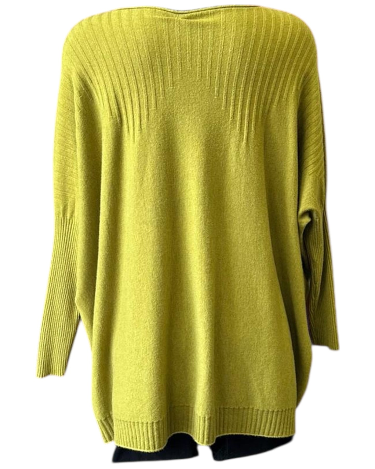 Carrie fine knit ribbed tunic jumper - Lime