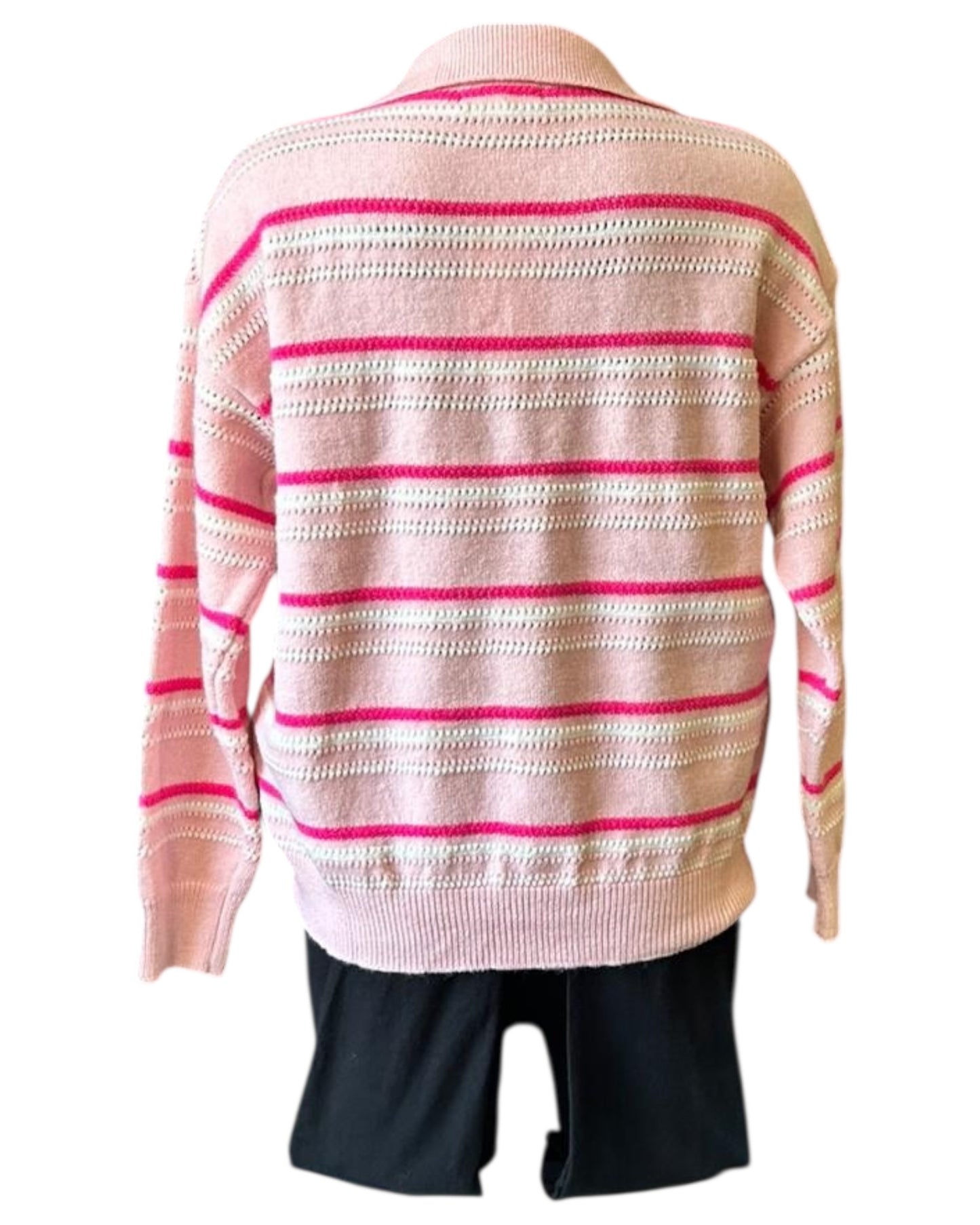 Erica striped crest emblem jumper - Pink