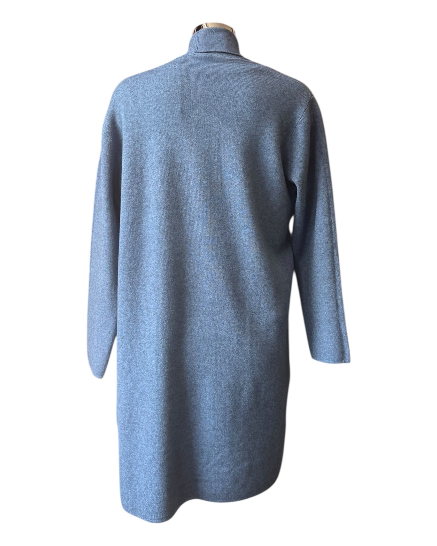 Caitlin roll collar long cardigan - Denim