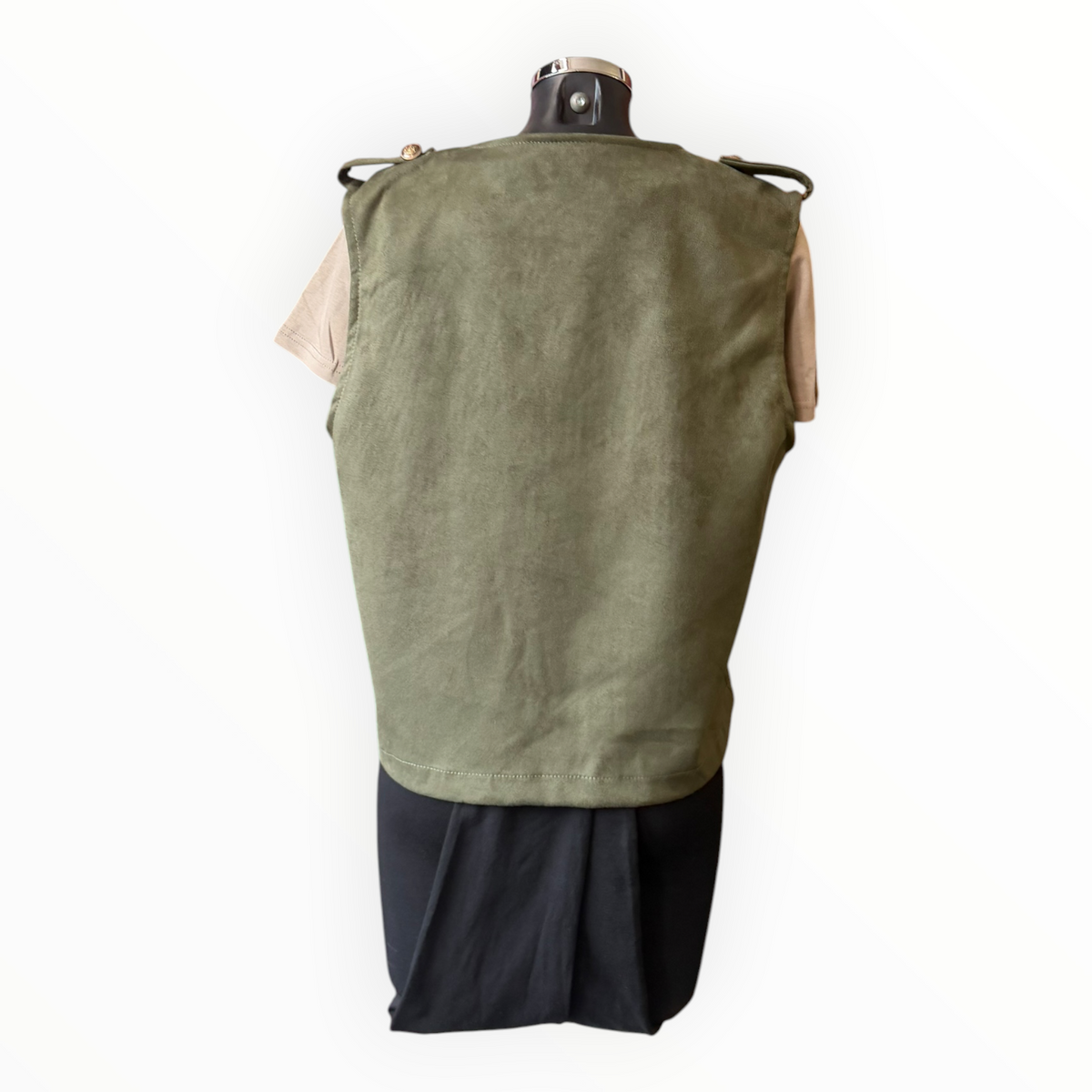 Moira suede feel military waistcoat - Khaki