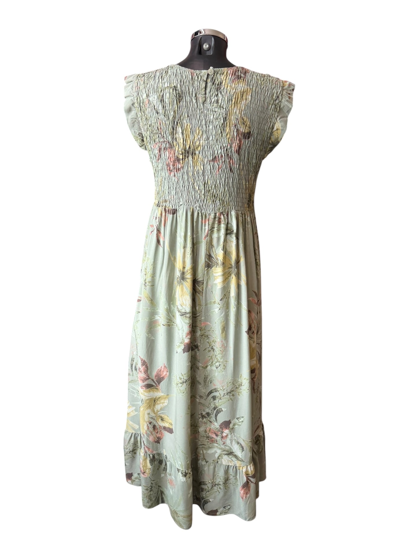 Molly midi dress tropical print dress - khaki