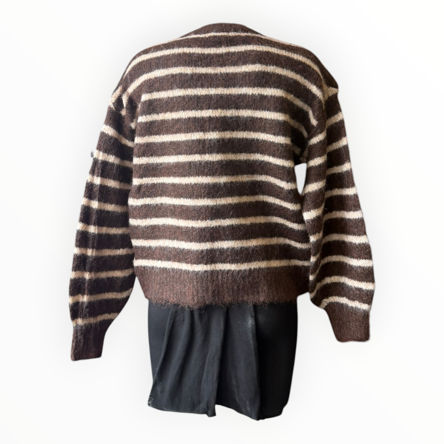 Kylie striped soft knit cardigan - Chocolate