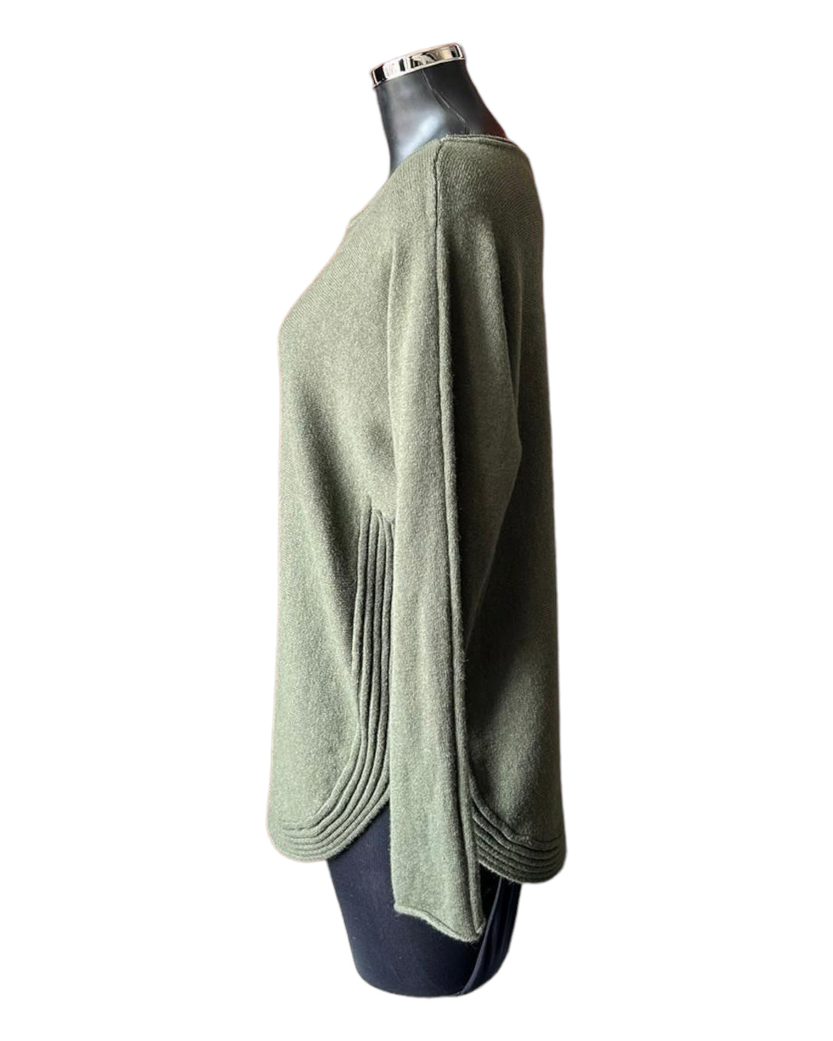 Camilla curved hem soft knitted jumper - Khaki