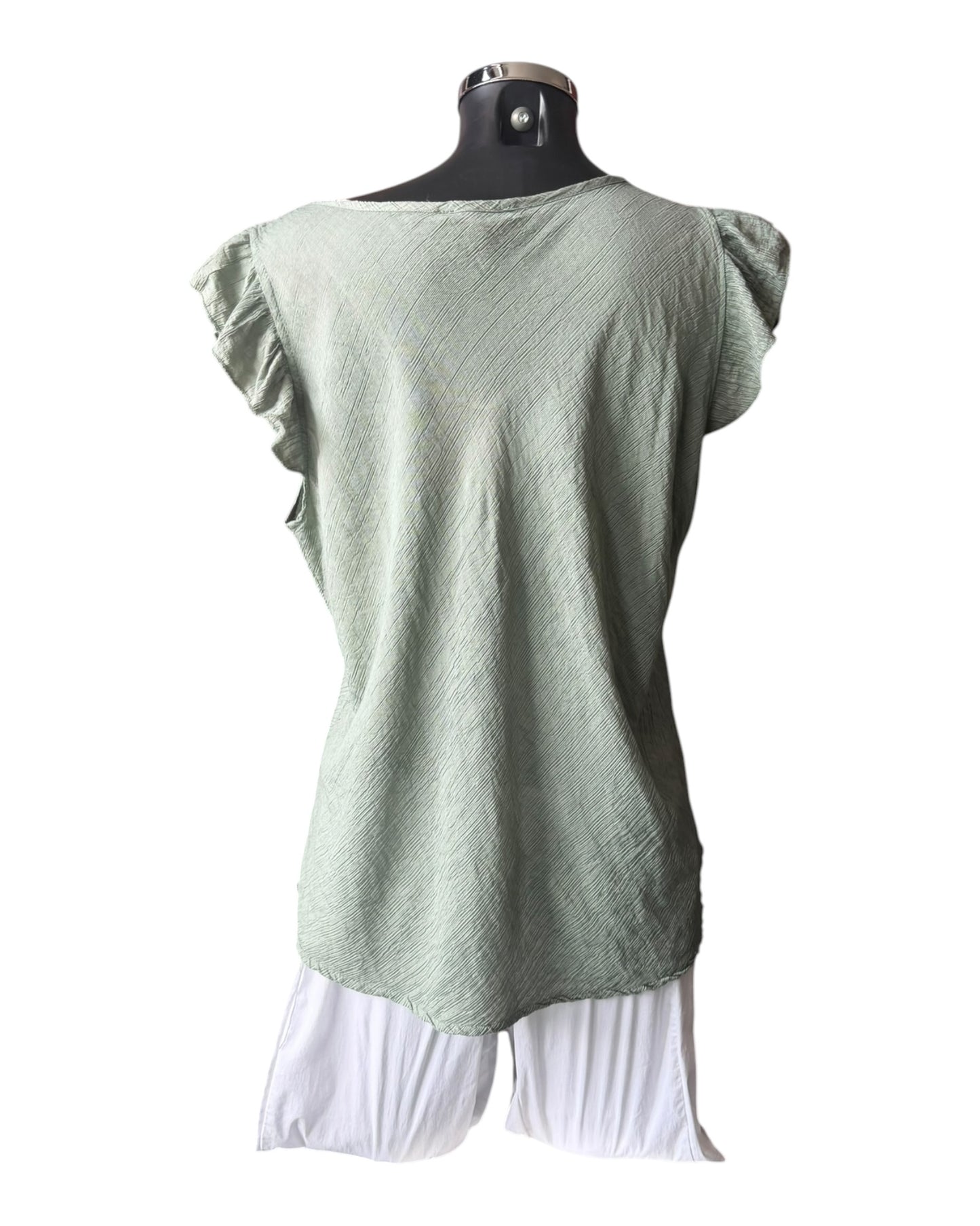 Milly range frill sleeve top - Khaki