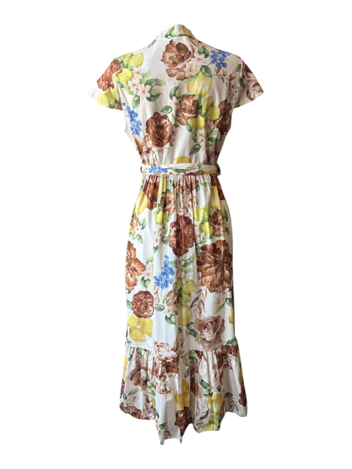Connie floral belted dress - Brown mix