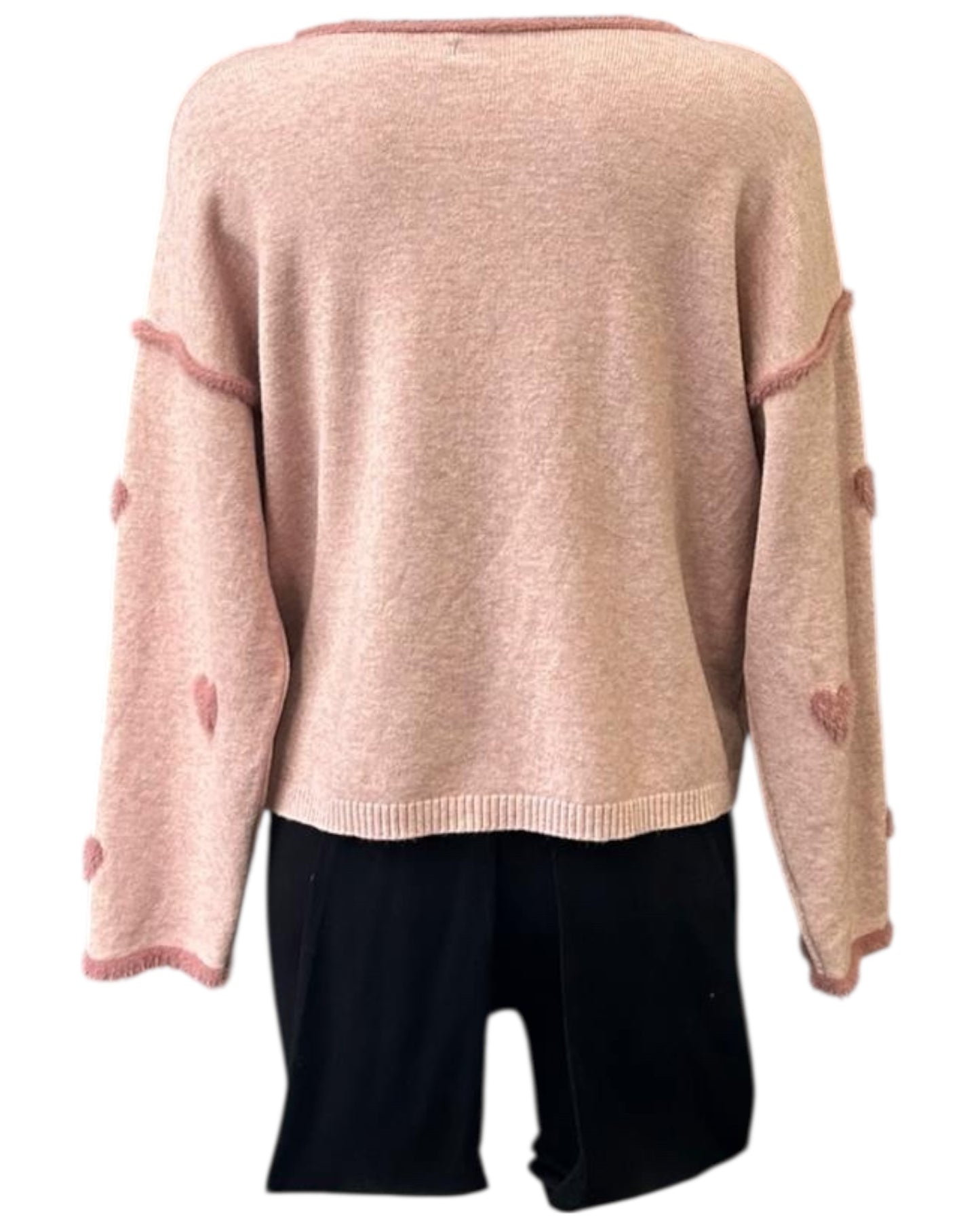 Tara fur trim and heart jumper - Pink