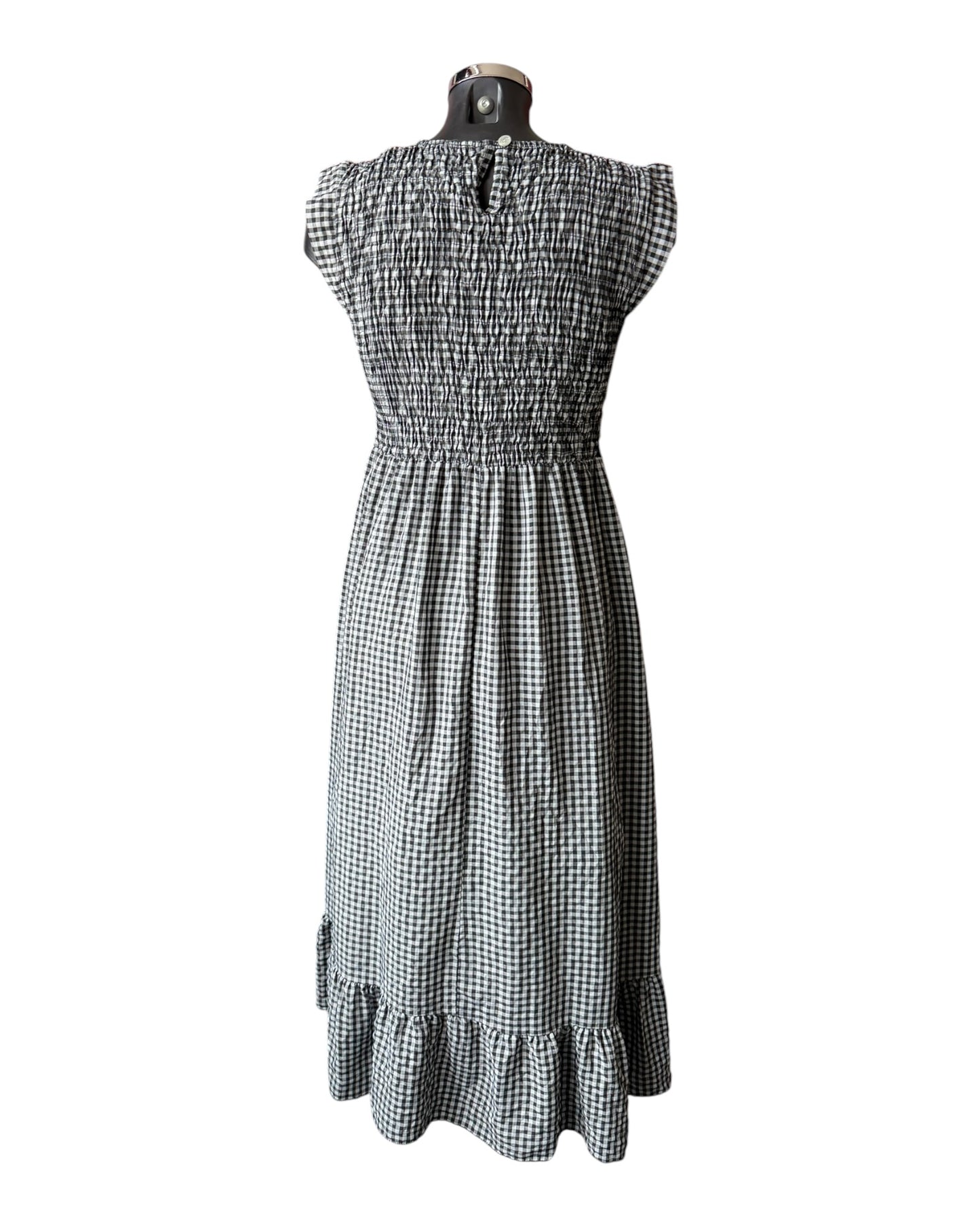 Gia gingham check shirred bust dress - black