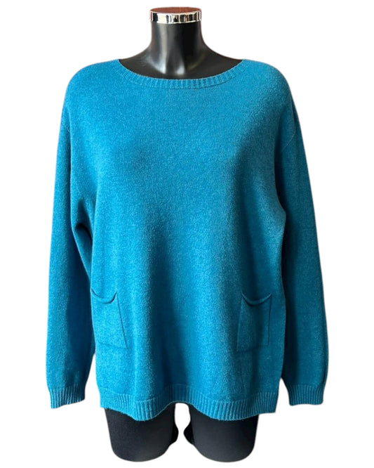 Tabitha ribbed side pocket jumper - Teal