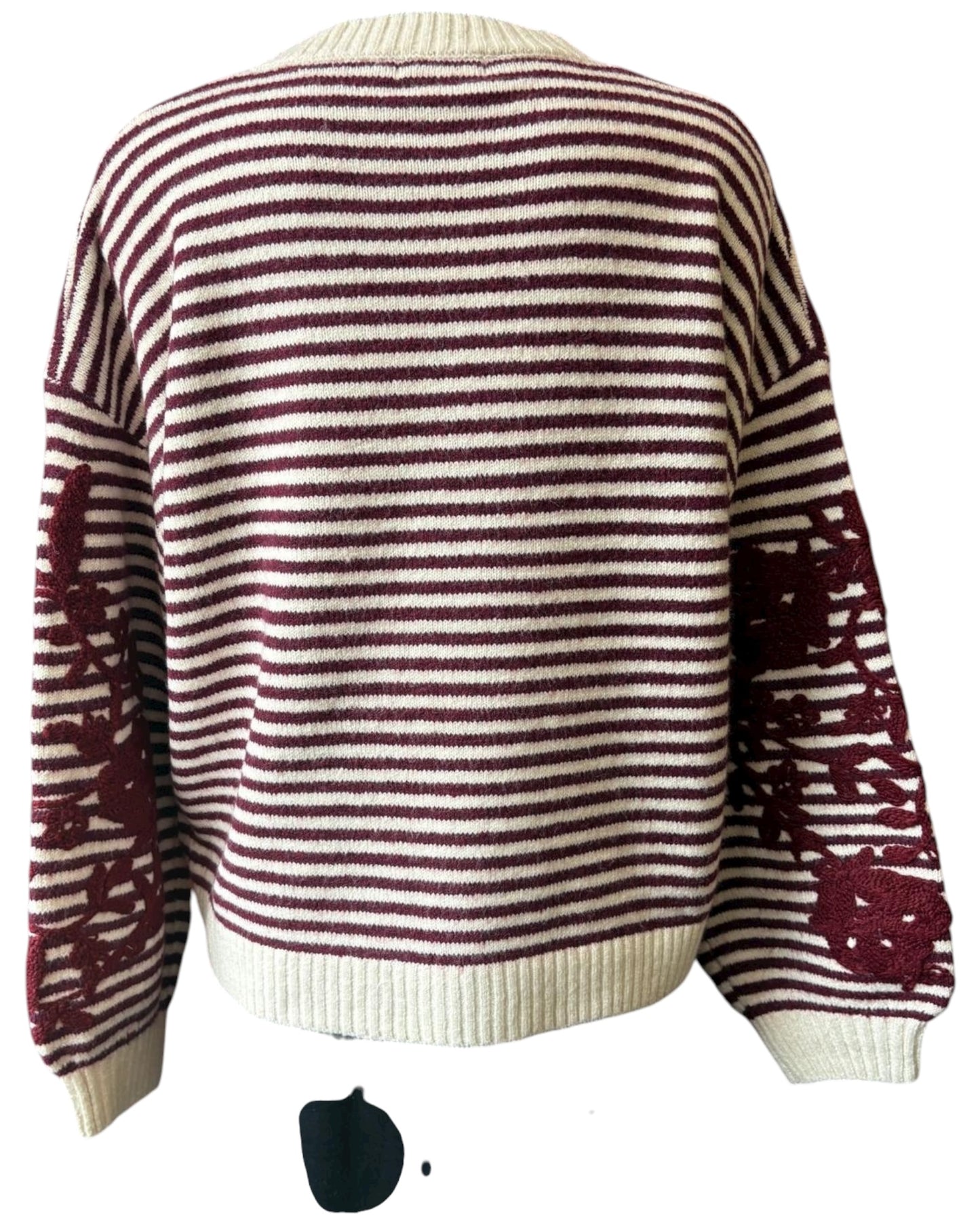 Betsy stripe appliqué sleeve jumper - Bordeaux